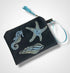 Navy Sea Shells Linen Women’s Zip-Up Pouch