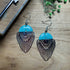 Turquoise Enamel and Delicate Silver Openwork Patterned Earrings