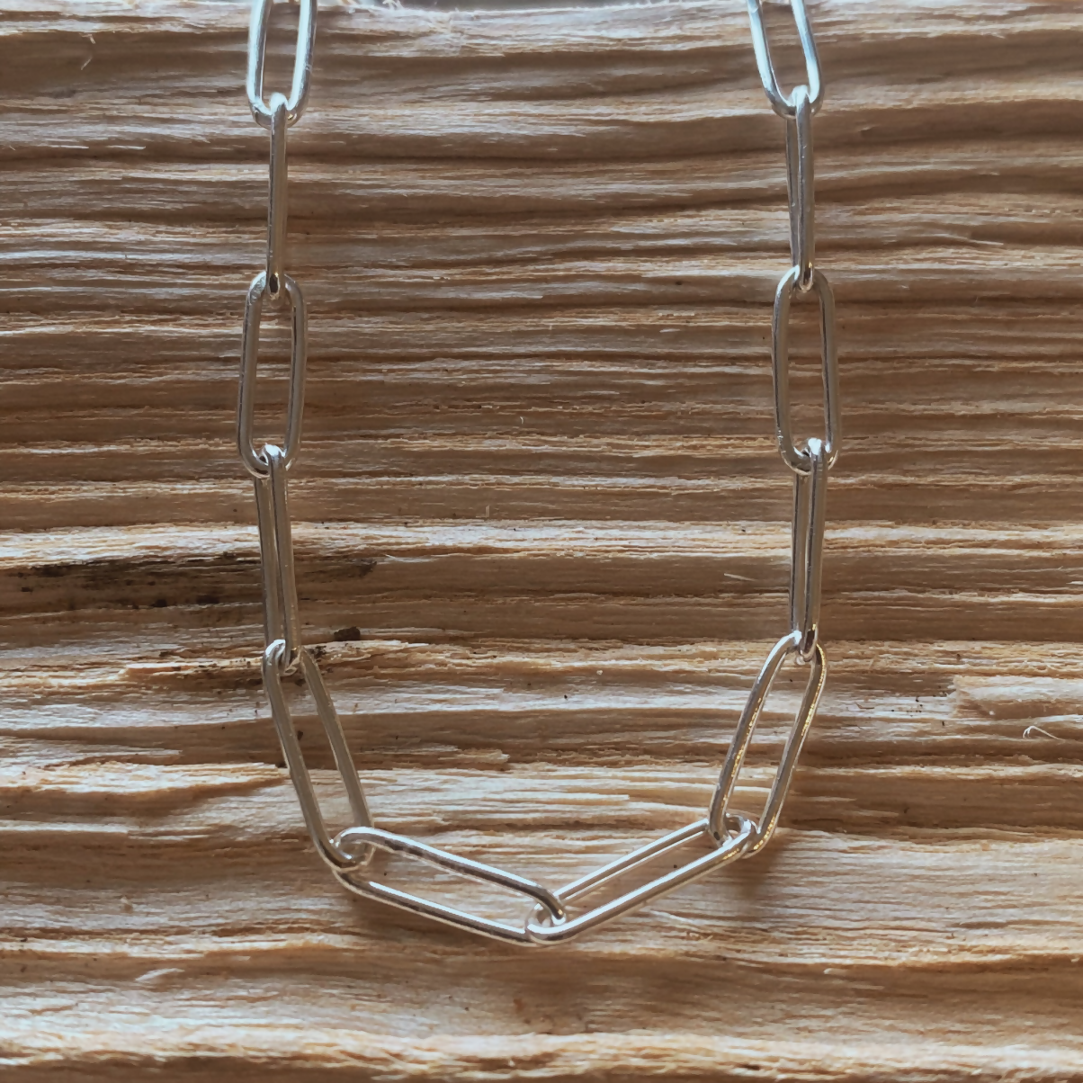 Sterling Silver Paper Clip Chain Necklace - 18 inches