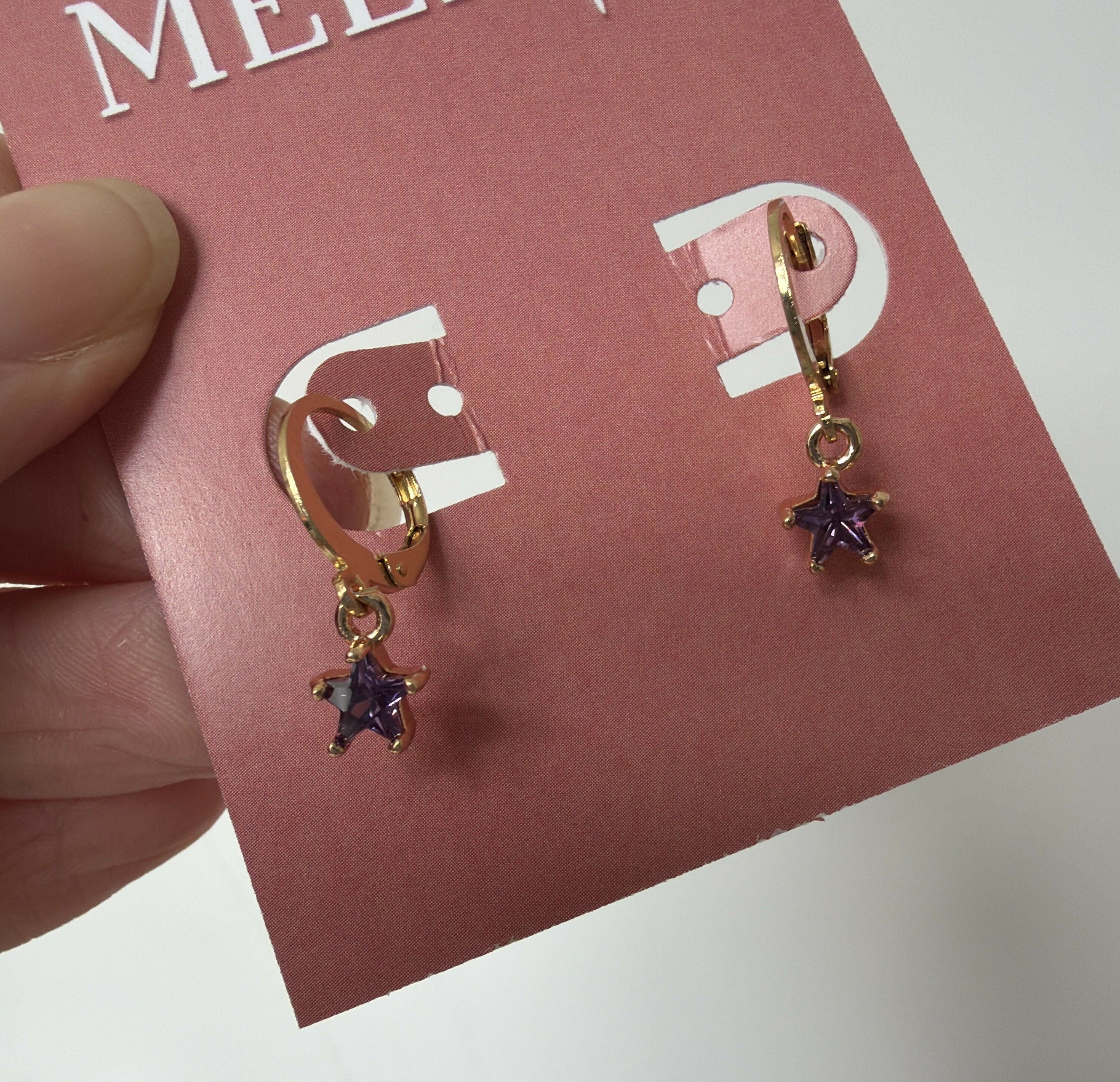Dainty Star Huggie Hoops Lilac
