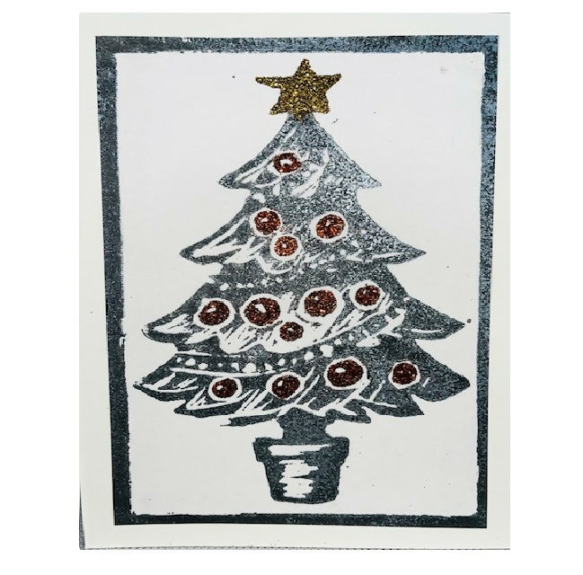 Handprinted Metallic classic Christmas Tree