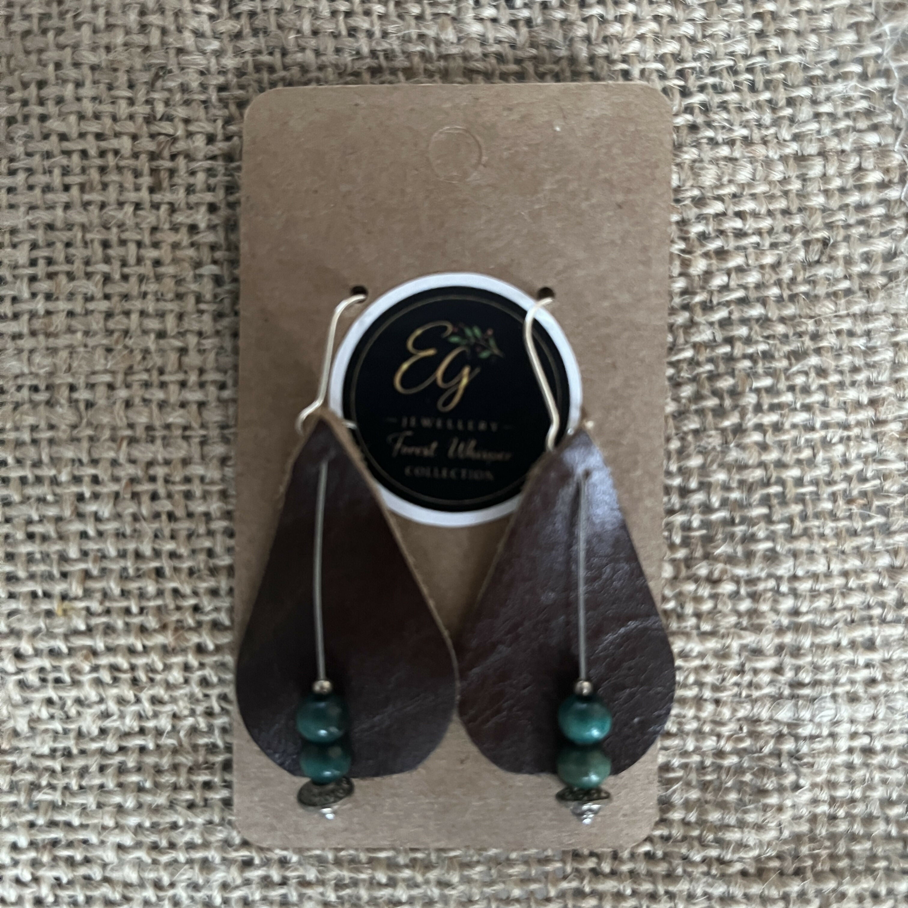 Forest Whisper Leather Earrings – Dark Chocolate & Moss
