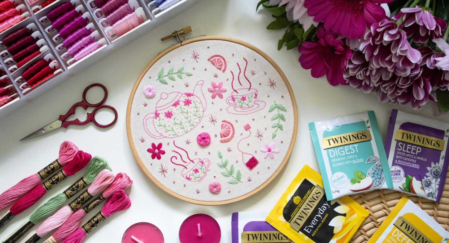 Preprinted embroidery pattern for beginners - Afternoon tea