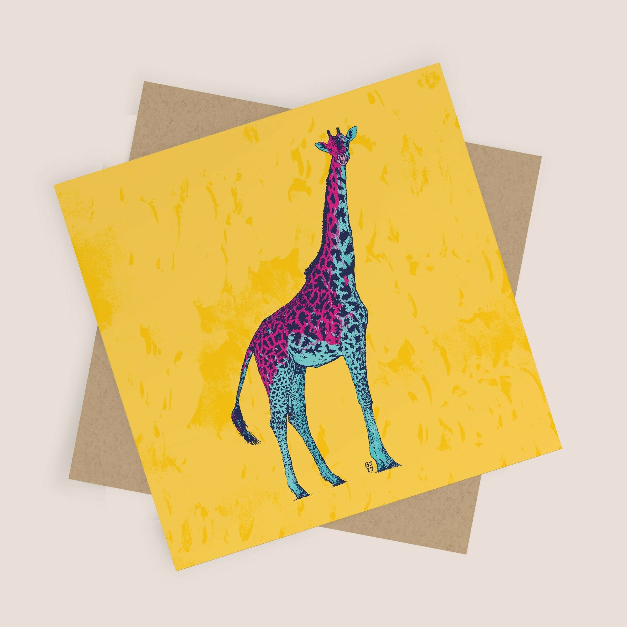 Giraffe - Colourful Animal Greeting Card
