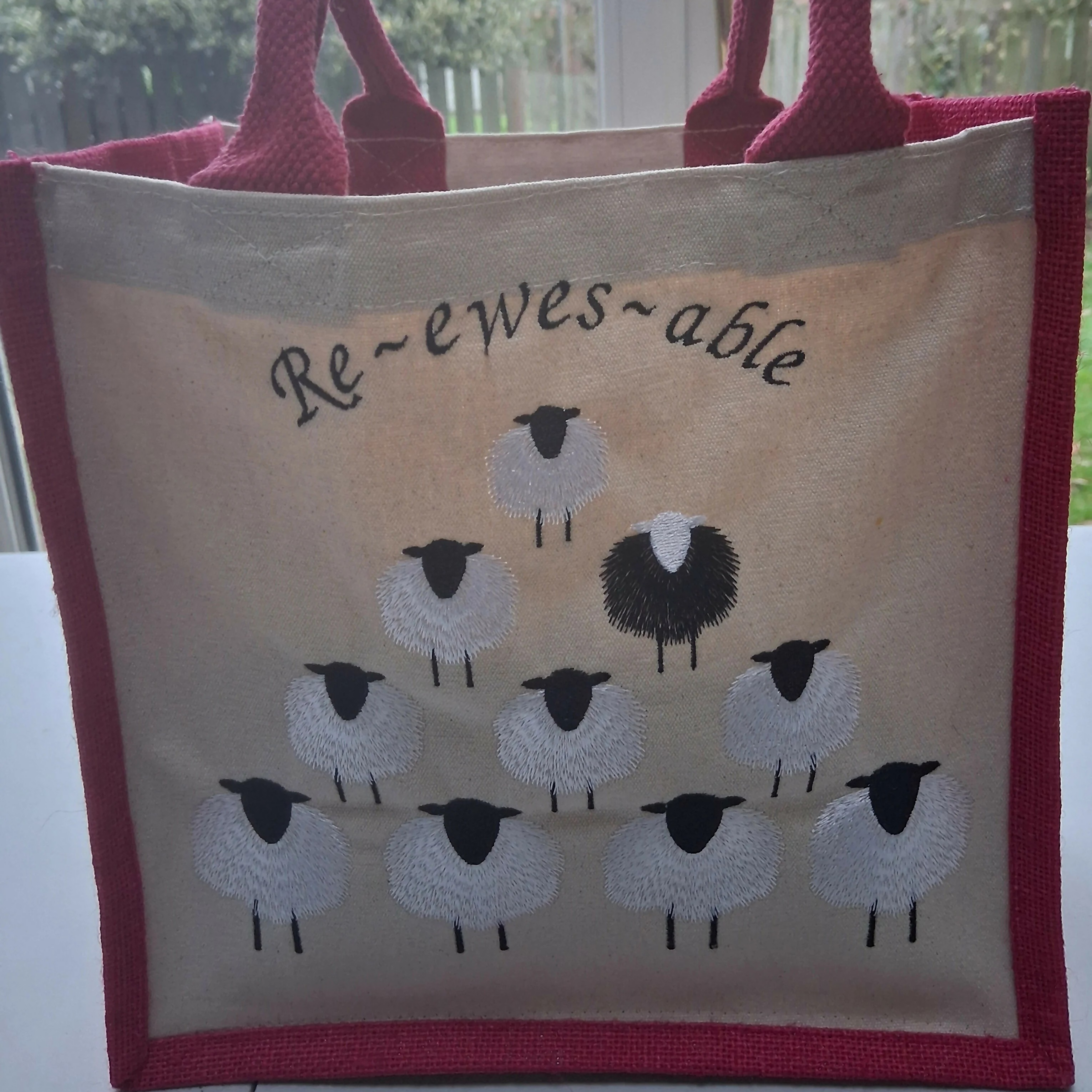 Embroidered Hessian Tote Shopper