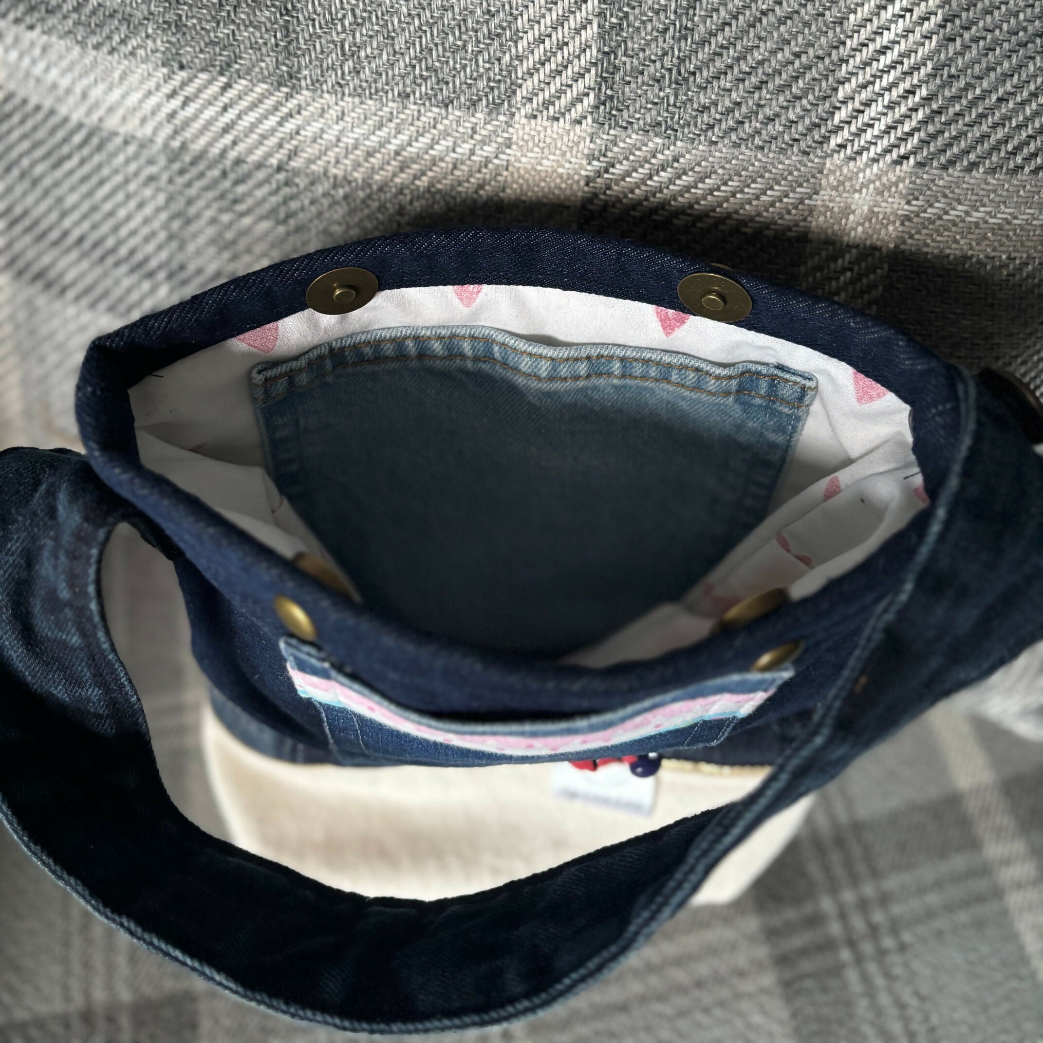 Unique Handcrafted Denim Tote Bag Made From Upcycled Jeans With Applique