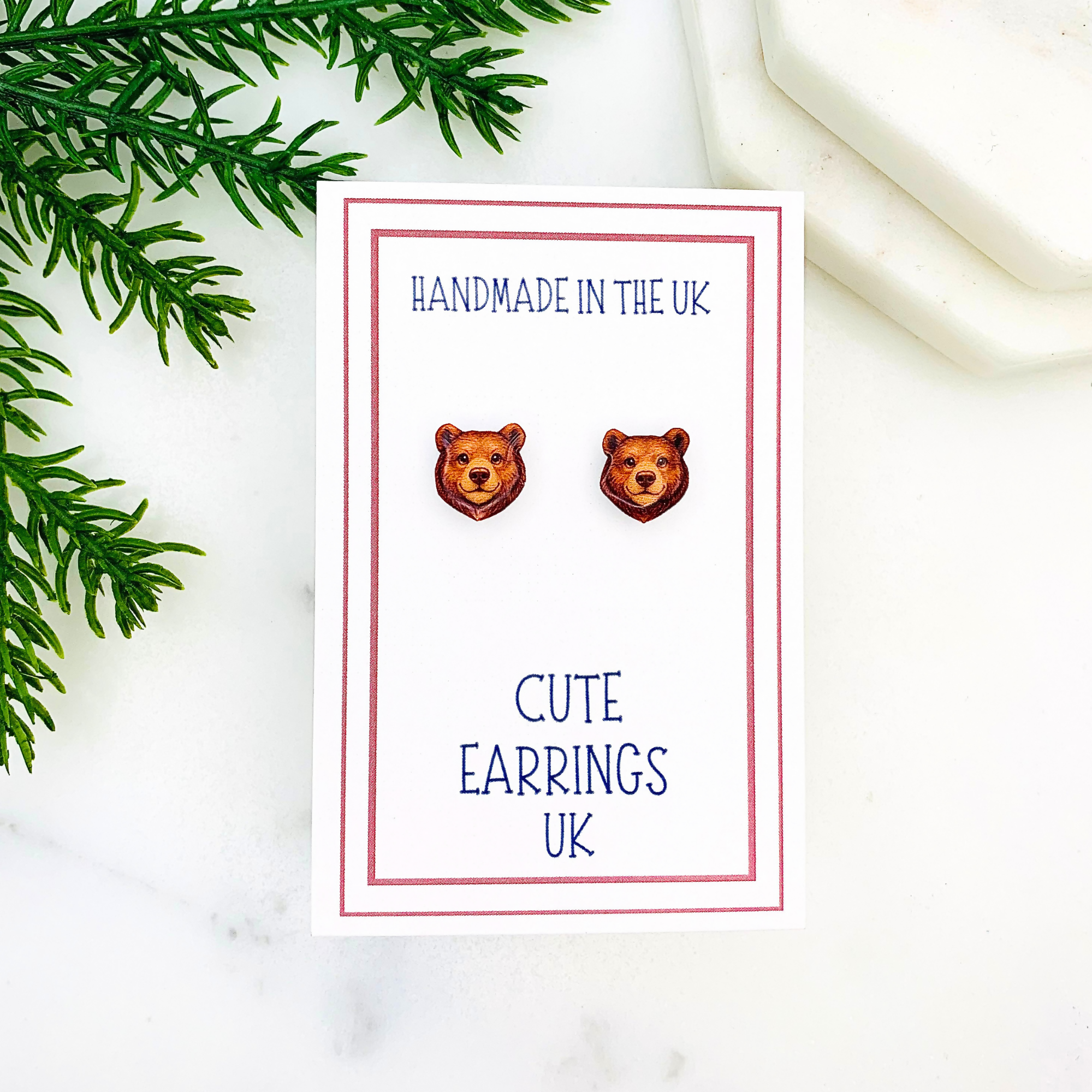 Brown Bear Stud Earrings