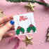 Christmas Holly Hoop Dangle Earrings