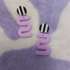Polymer Clay Squiggle Earrings With Stripe Top