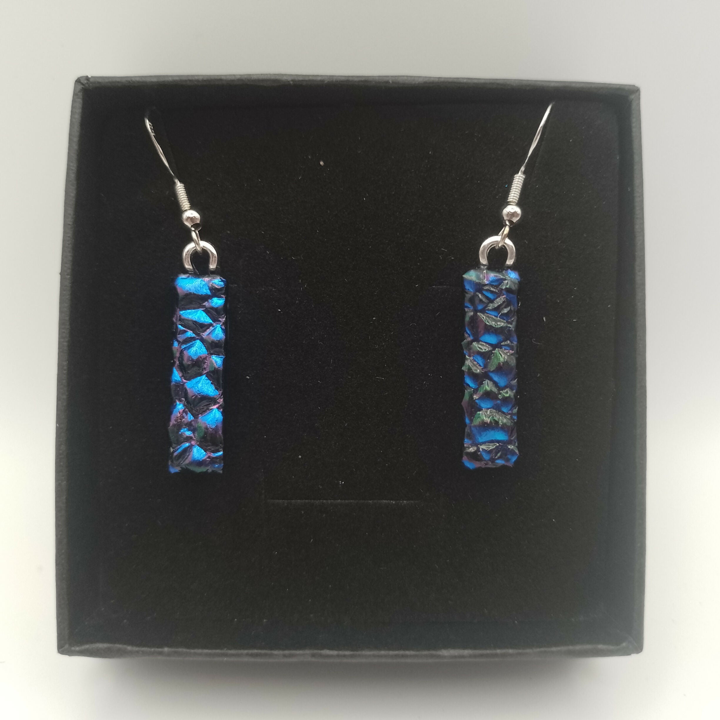 Blue and Purple Dichroic Glass Earrings