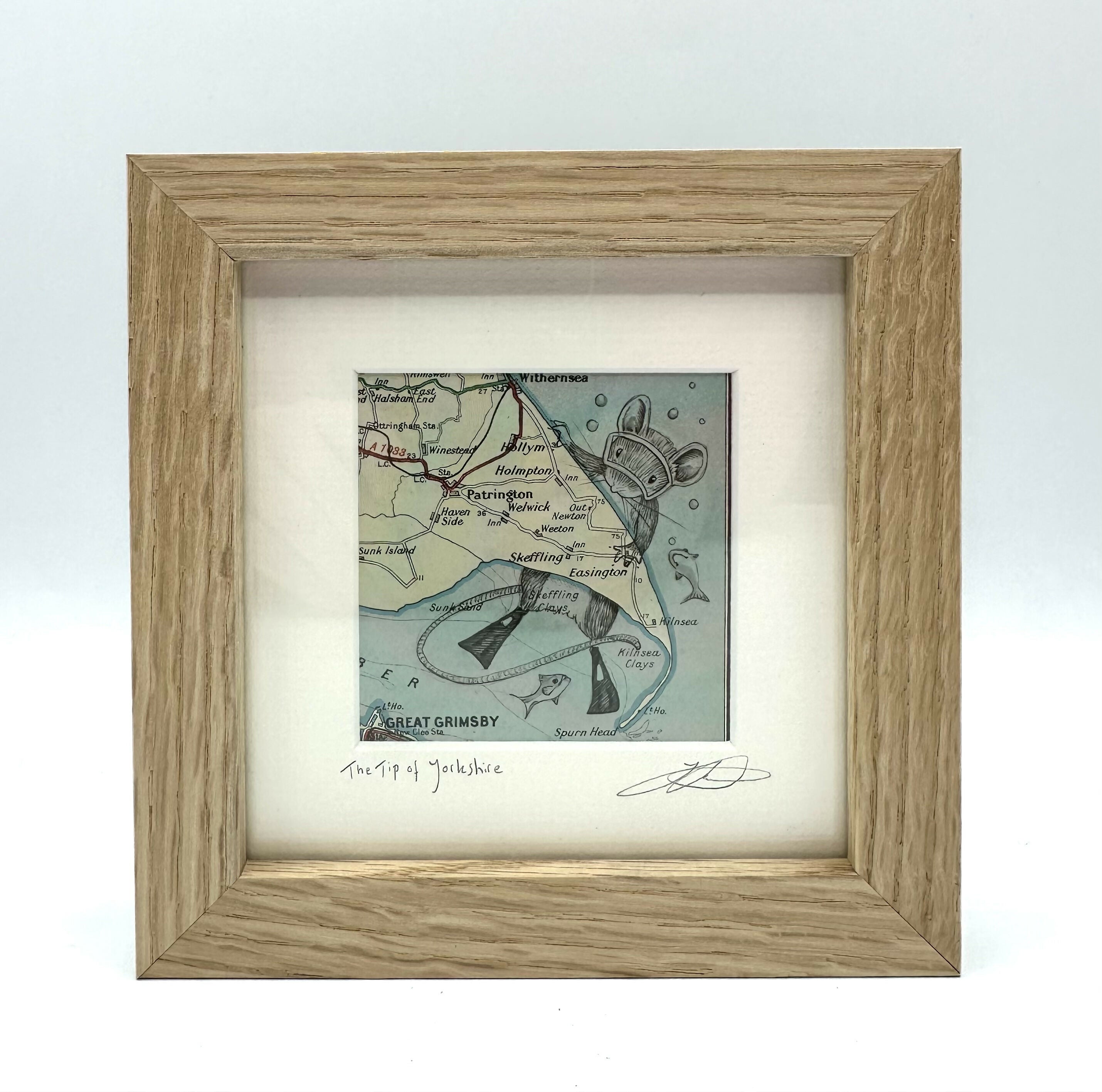 The Tip Of Yorkshire - Original pen drawing on vintage map (SPURN) by Jenny Davies