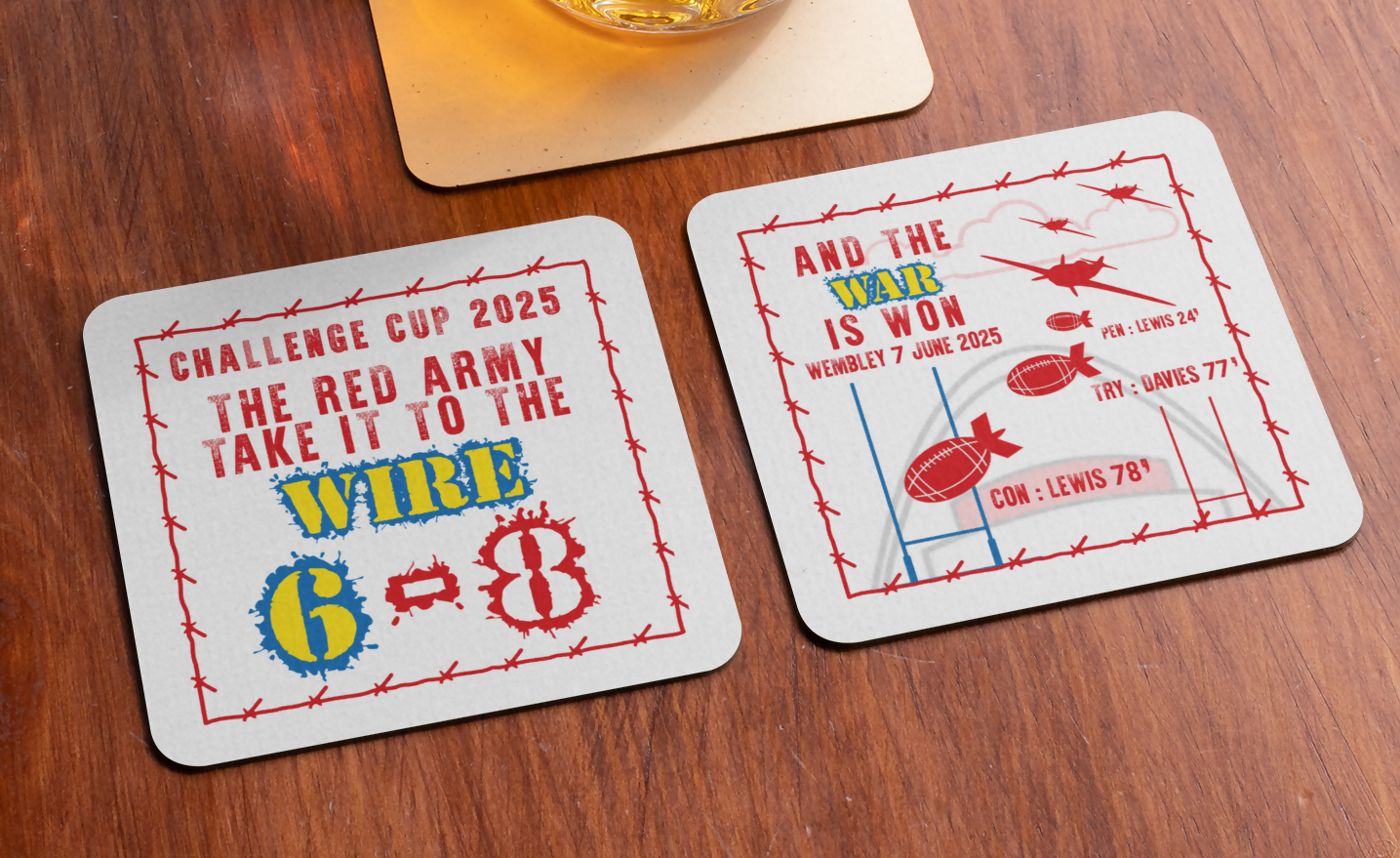 Hull KR Coaster WAR IS WON Design SET OF 2