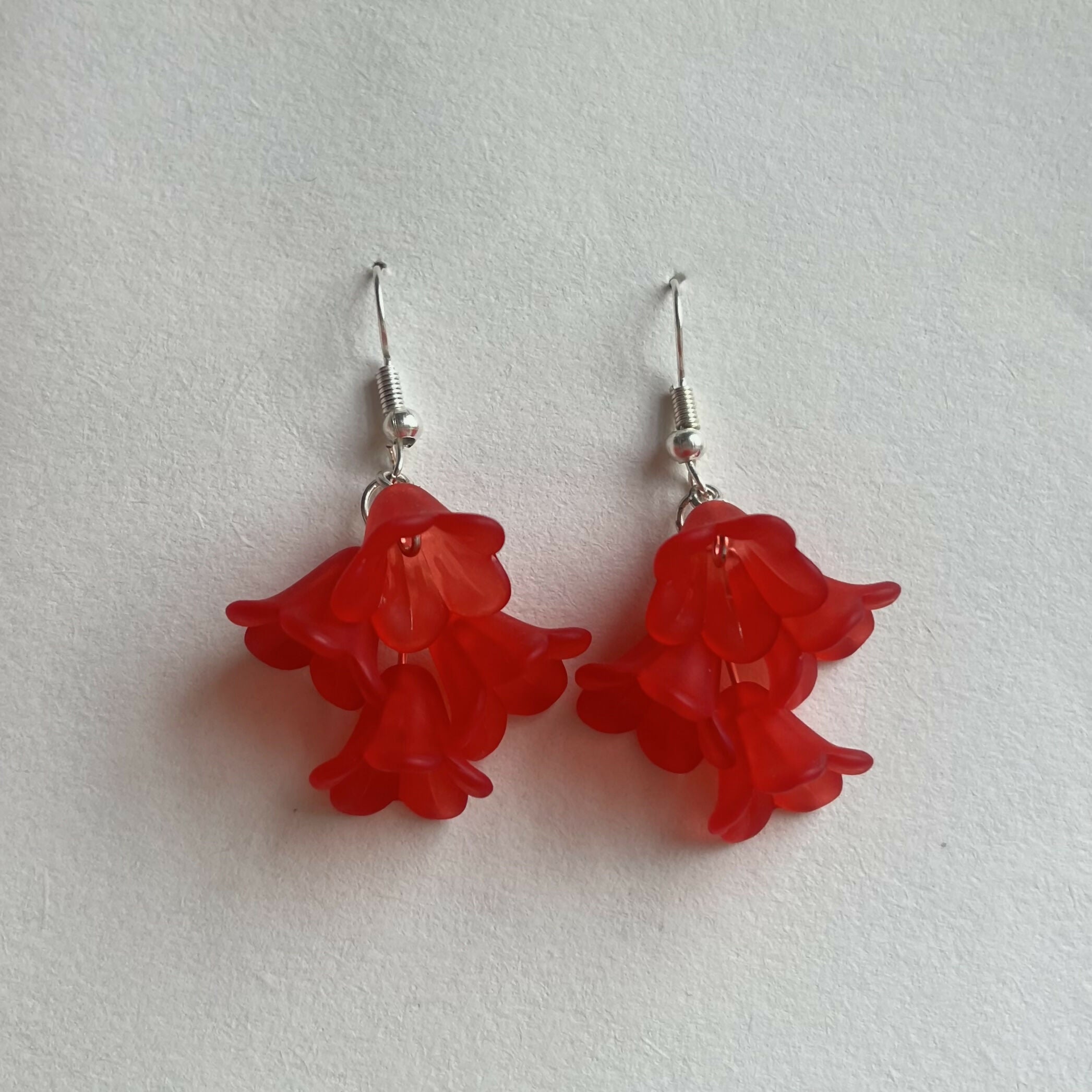 Cascading Red Flower Earrings