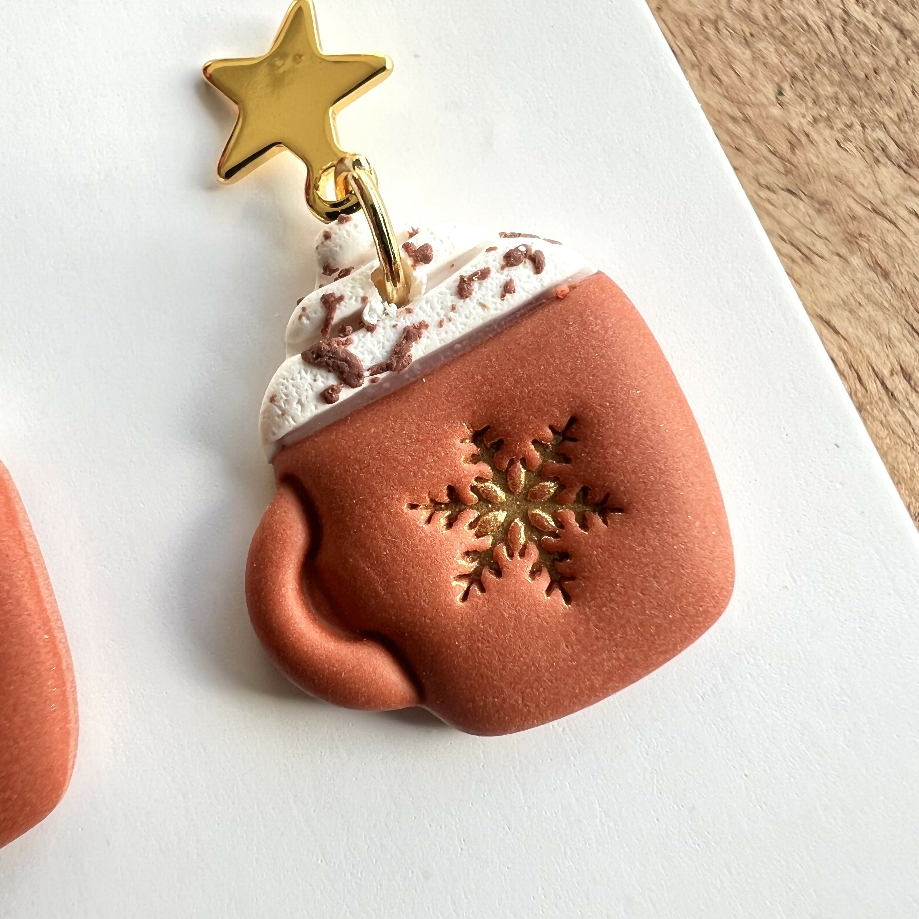 Polymer Clay Christmas Earrings / Handmade Festive Dangles / Xmas Jewellery