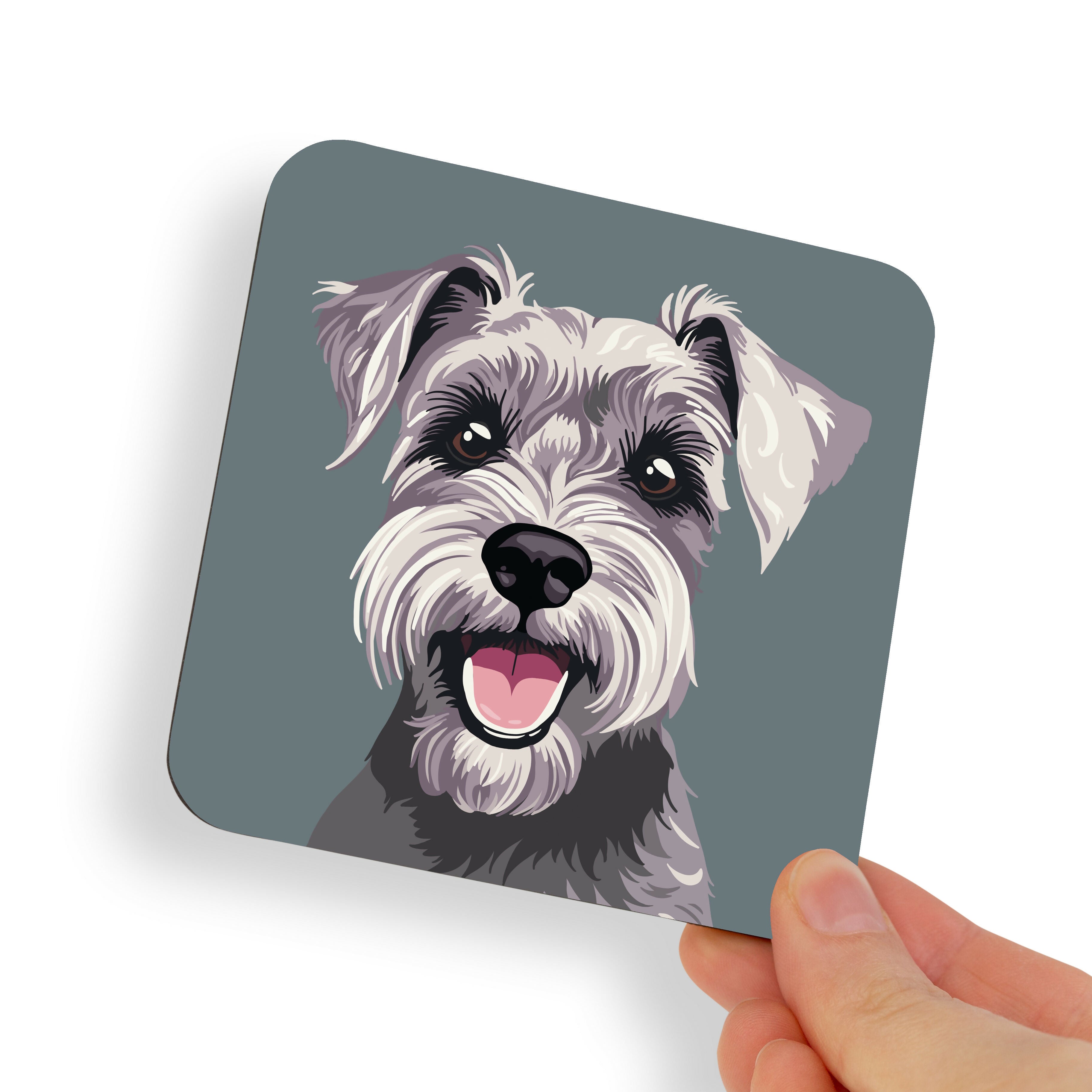 Schnauzer Light Grey Dog Coaster
