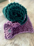 EXTRA LARGE CHUNKY 2-COLOUR SCARF - BOTTLE GREEN & MAUVE