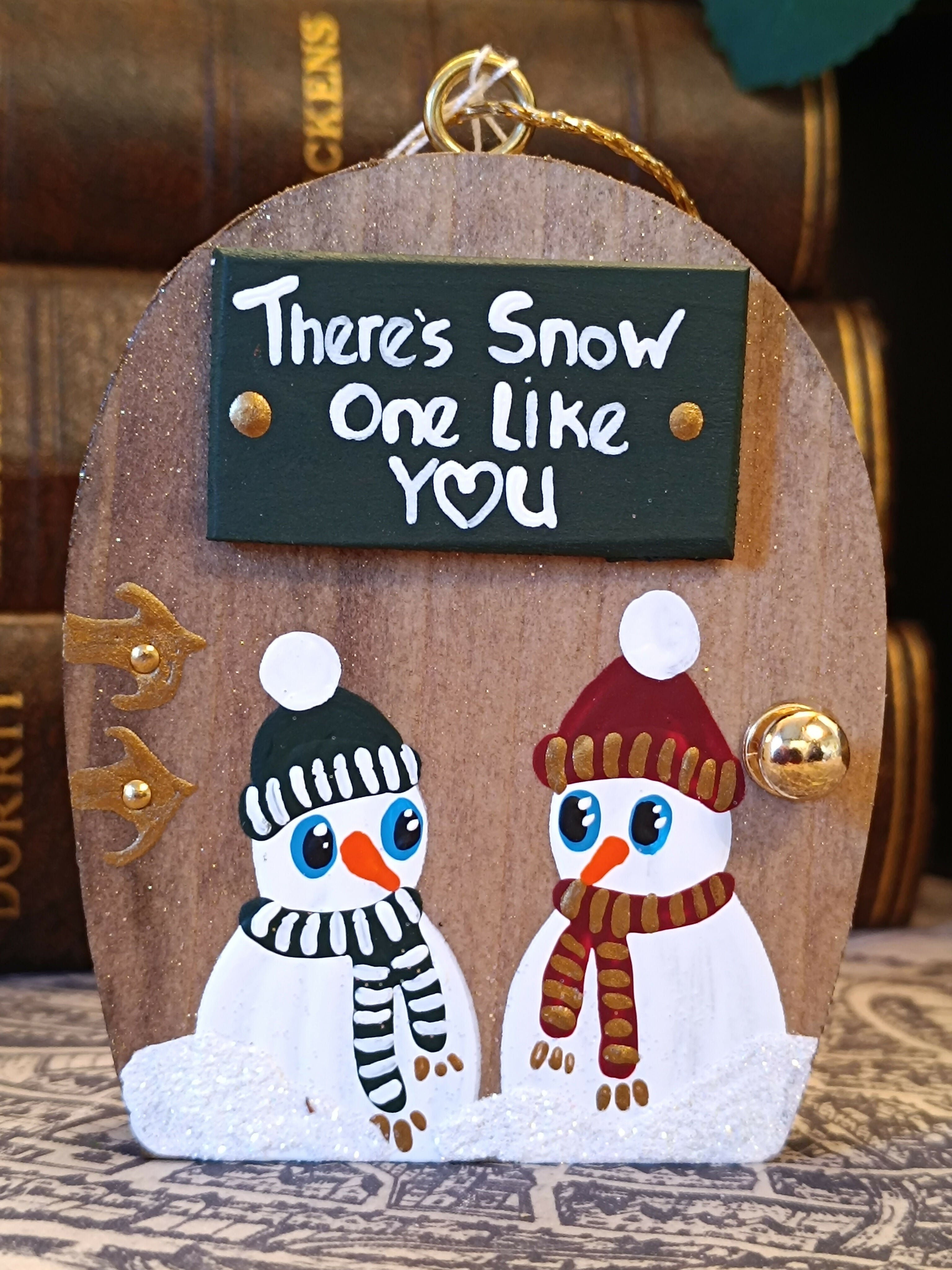 Handmade Wooden Snowman Ornament – "There's Snow One Like You" Cute Christmas Tree Decoration & Festive Gift