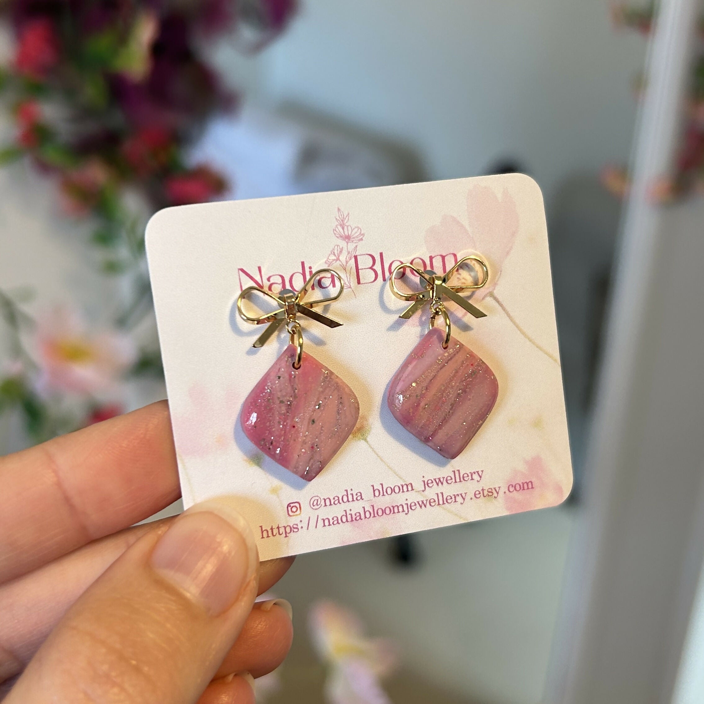 Pink Marble Pattern Earrings