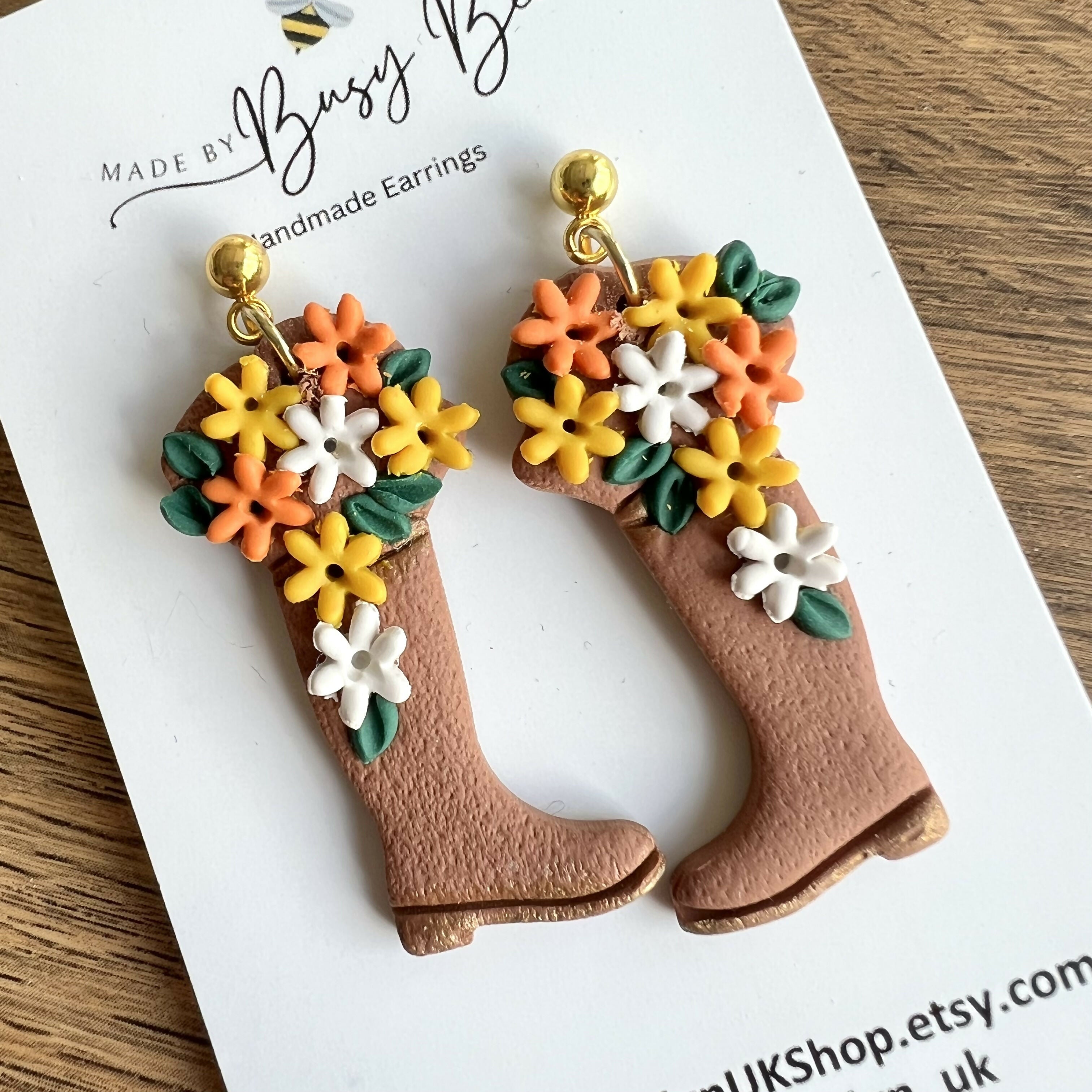 Autumn Polymer Clay Earrings, Dainty Handmade Dangles
