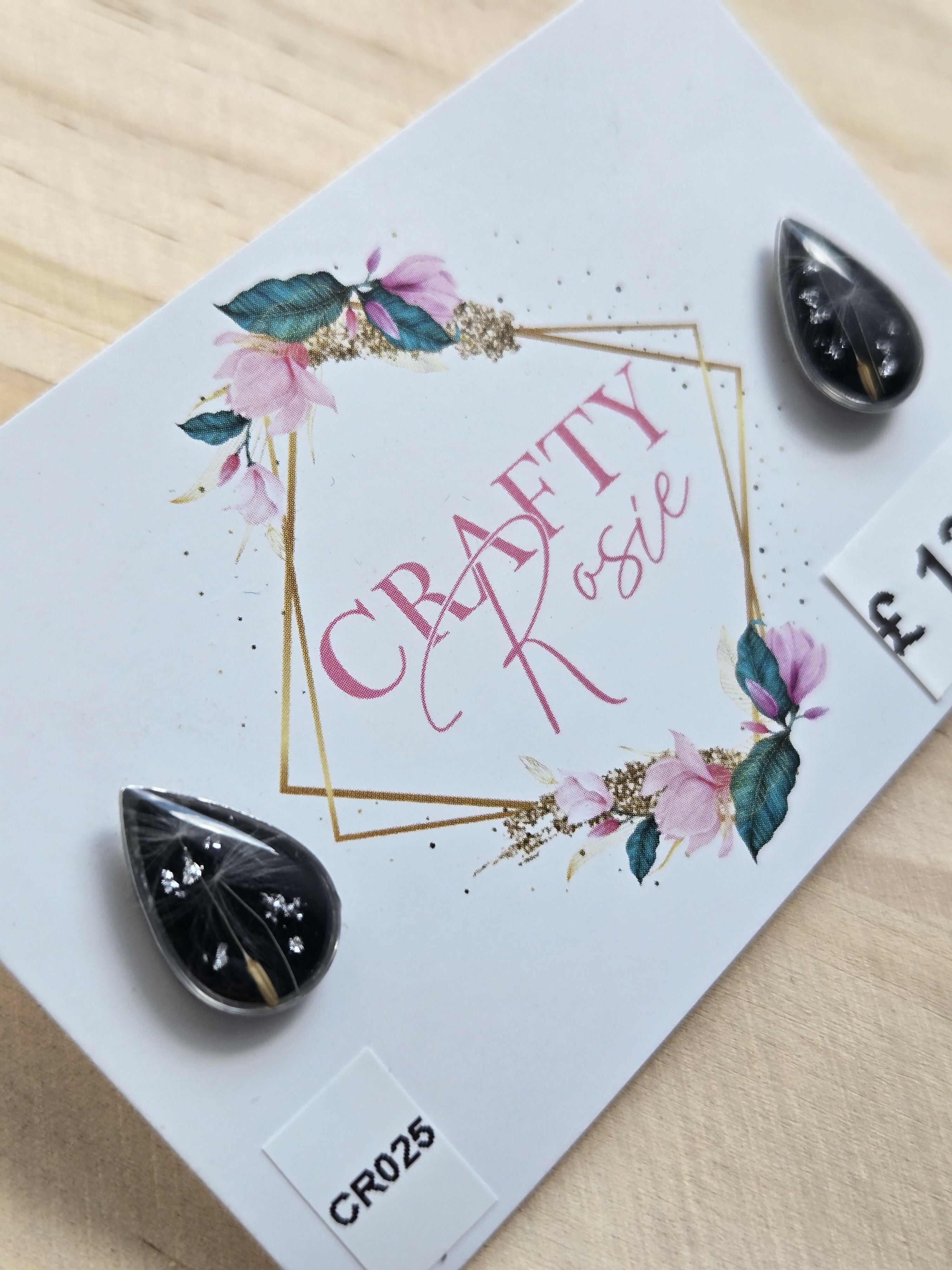 Stainless Steel Real Dandelion Studs Earrings