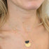 Geometric Necklace with Matte Black Charm and Gold Half Moon on Fine Gold Plated Chain