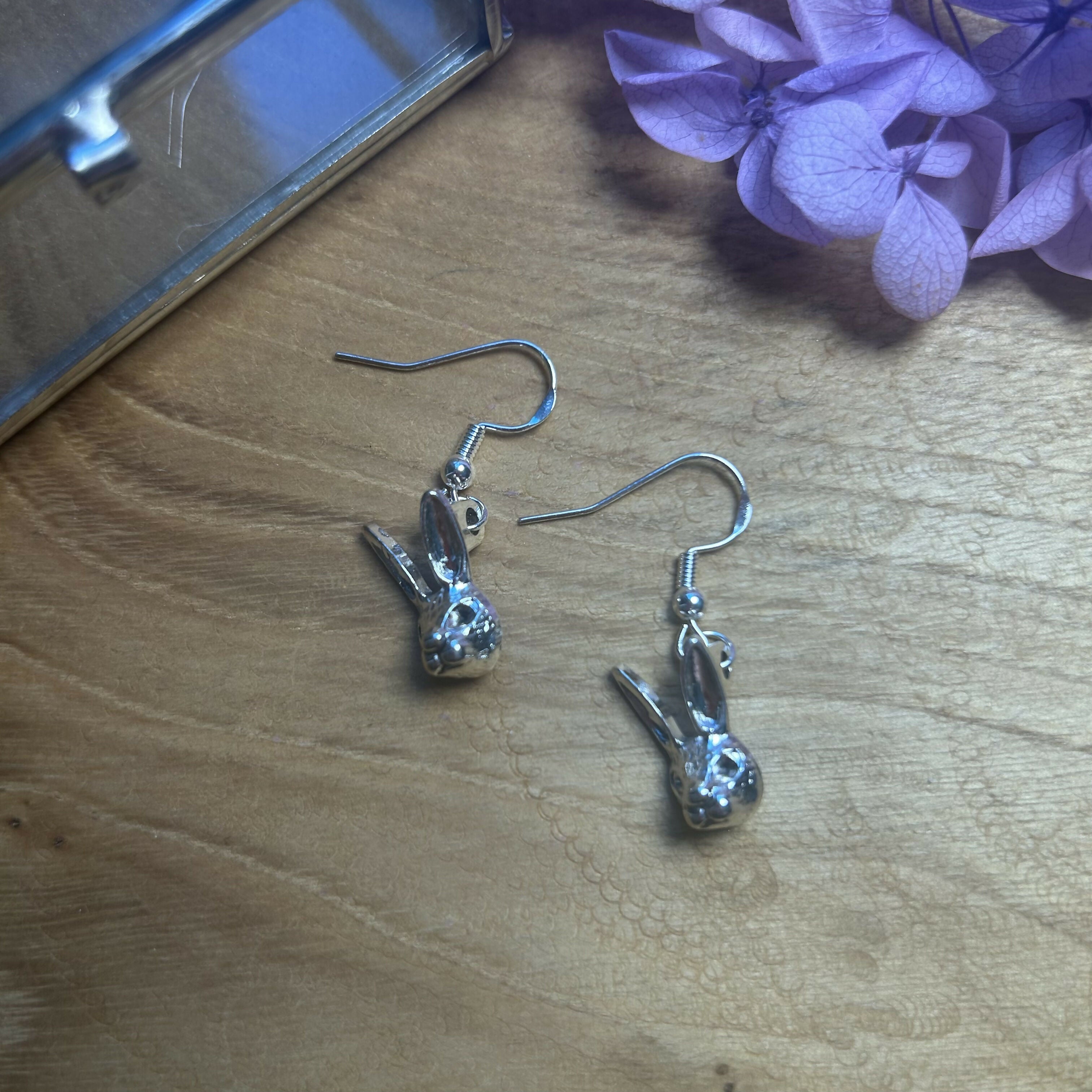 Lovely Hare Head Charm Earrings