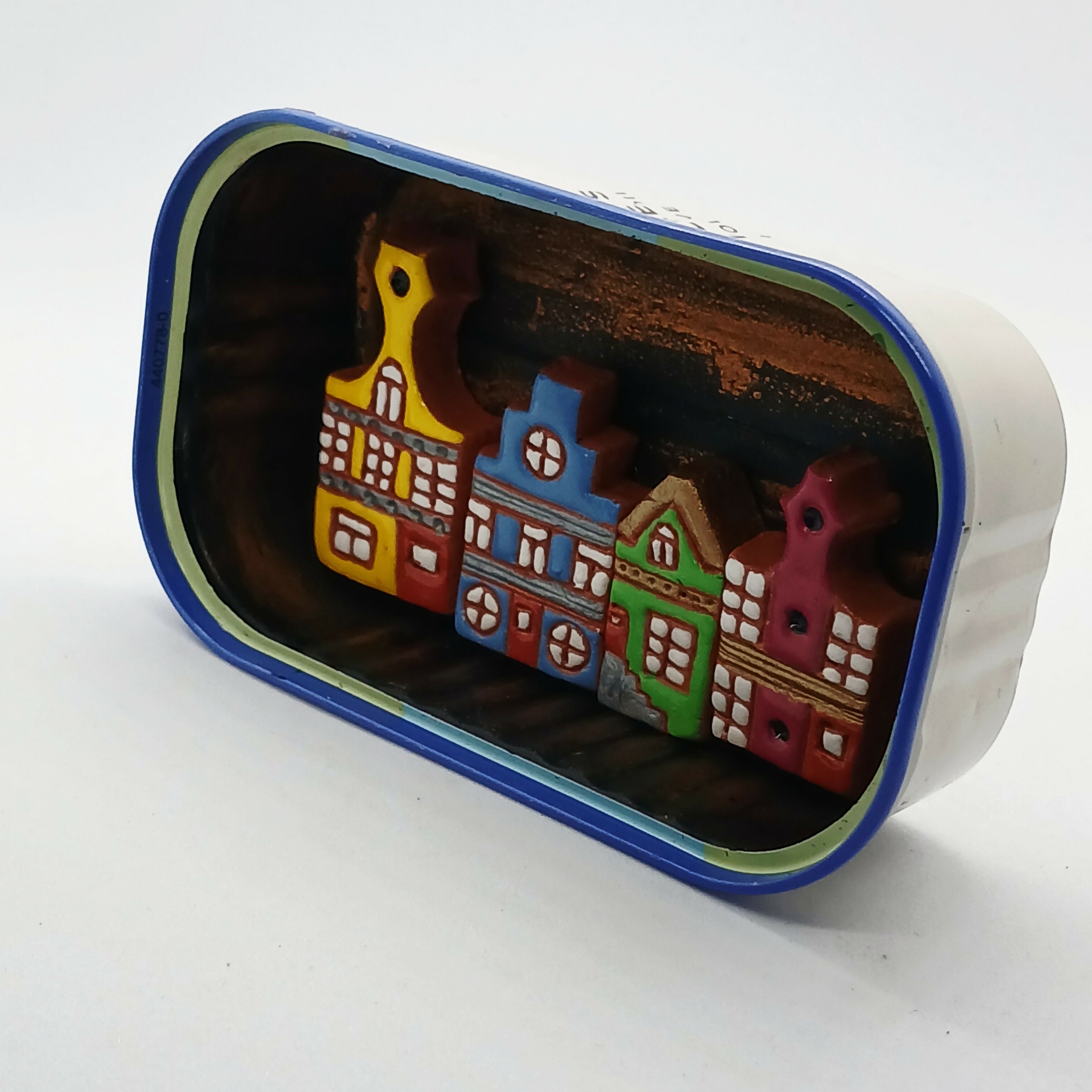 Colourful Dutch House Row Metal Tin