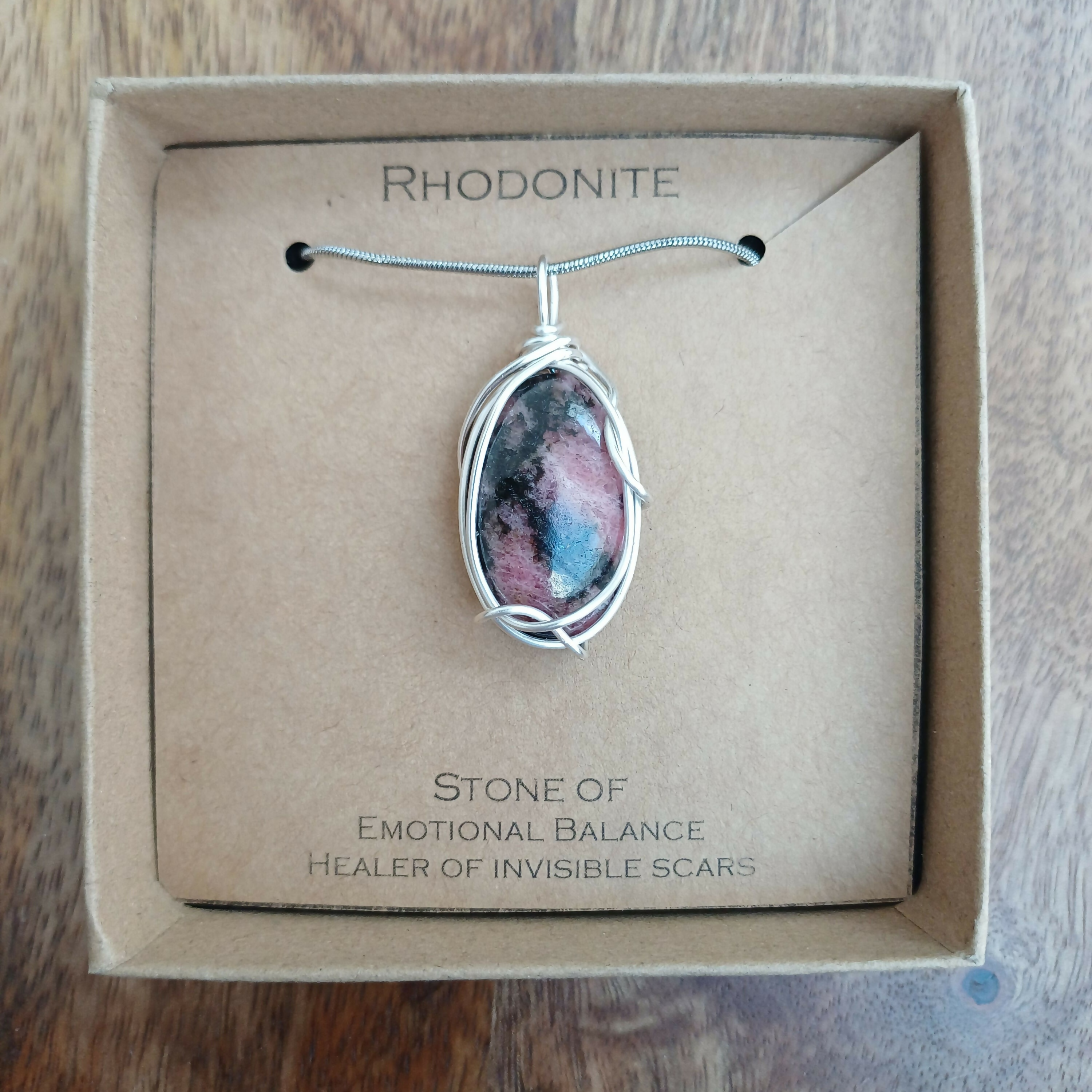 Rhodonite Wire Wrapped Pendant