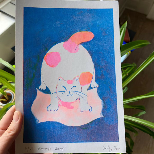 Morning Cat Riso Print
