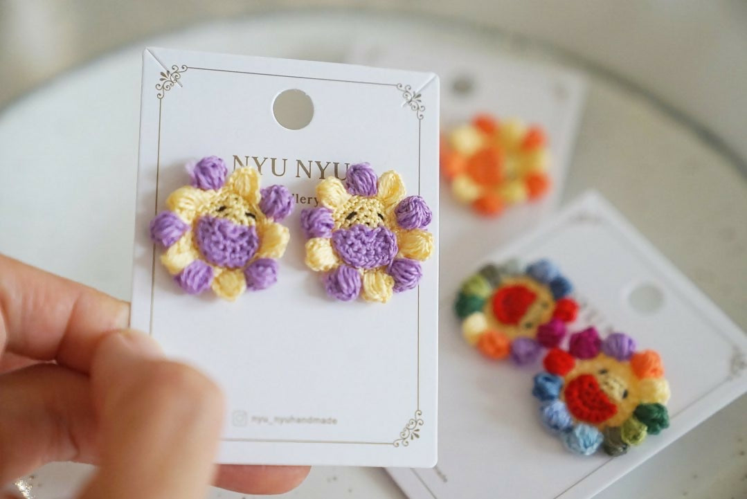 Rainbow Flower Smiley Face Earrings