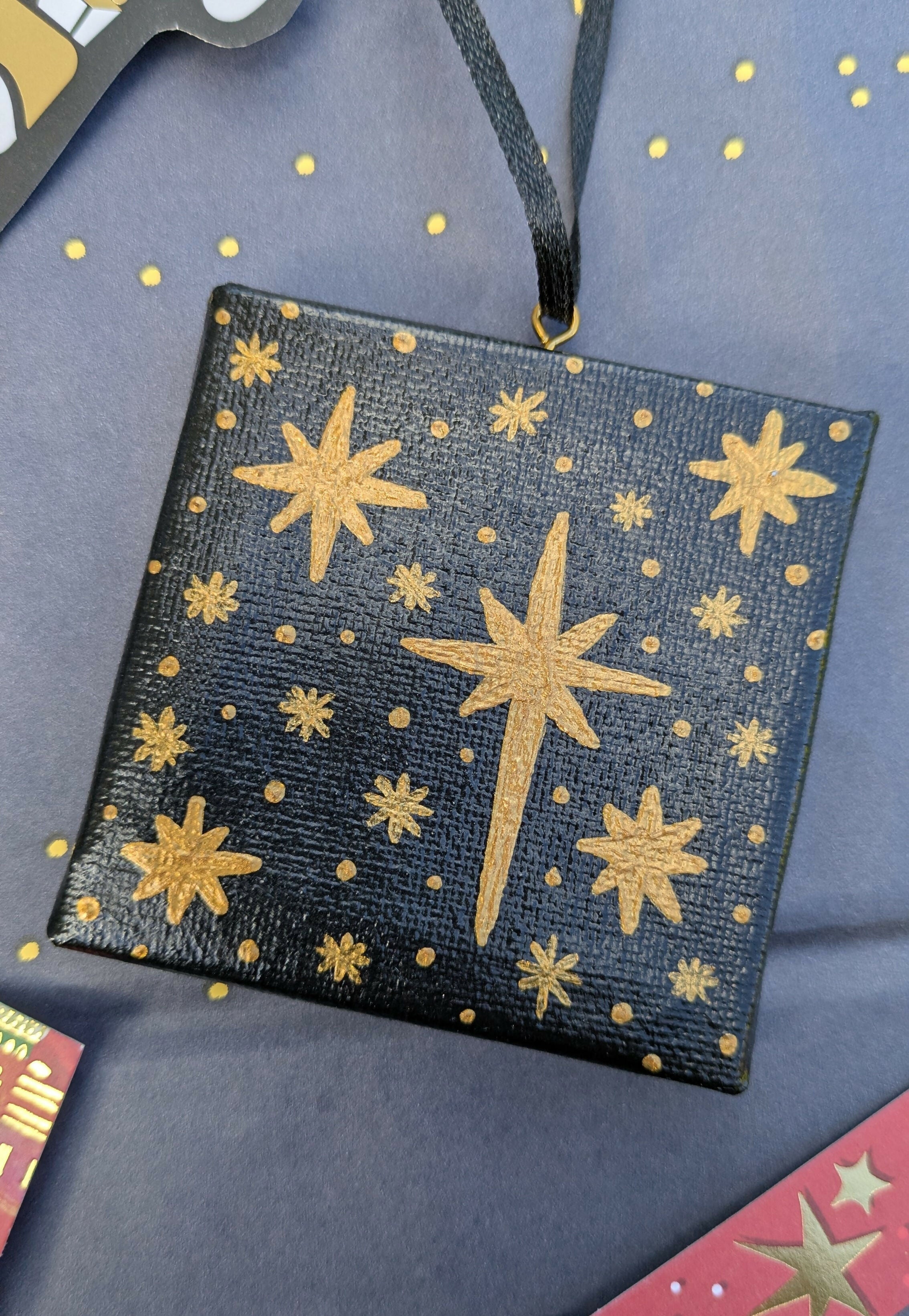 Mini Canvas Stars Christmas Decoration