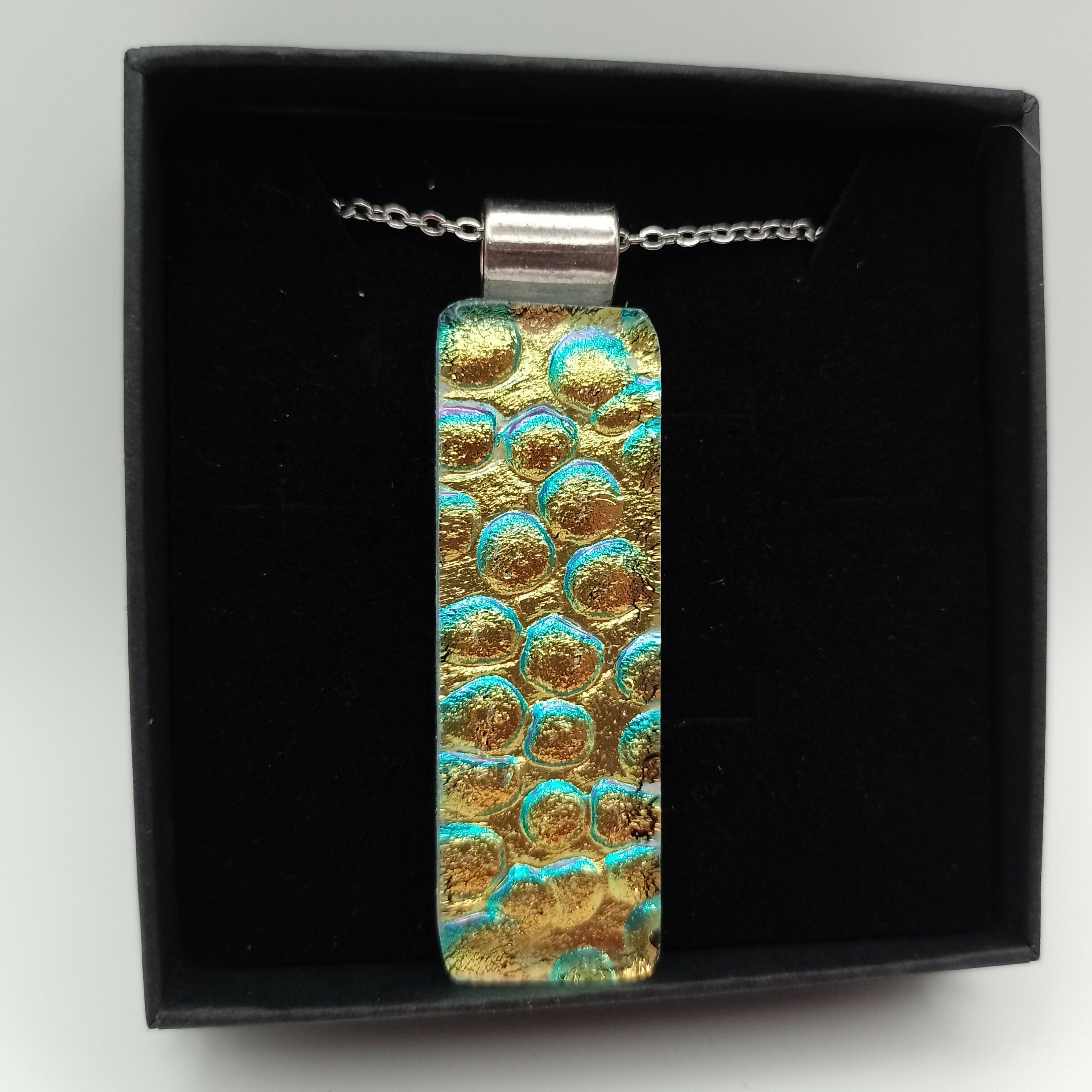 Gold and Blue Ripple Pendant