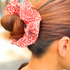 Cherry Red Floral Double Layer Scrunchie