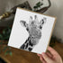 Giraffe Greeting Card – Safari Animal Art – Black & White - Blank Inside