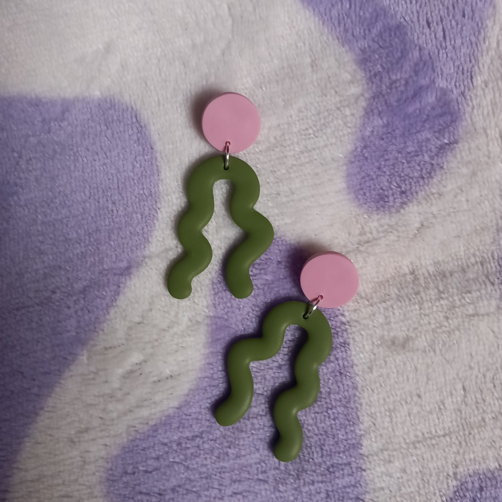 Polymer Clay Squiggle Dangle Earrings
