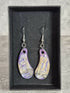 Handcrafted Teardrop Shaped Purple, Lilac, Cream And Black Earrings