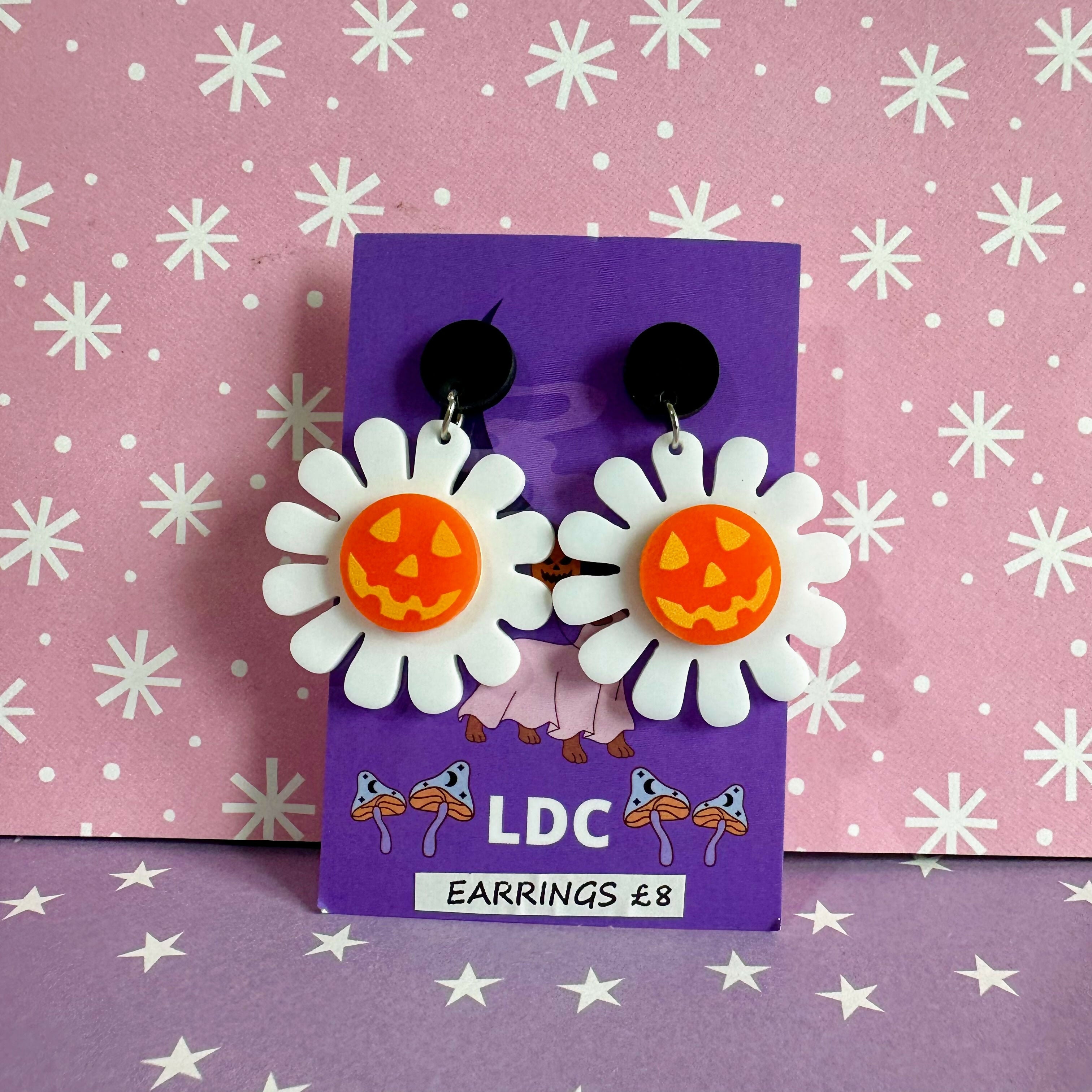 Acrylic Daisy Drop Stud Earrings
