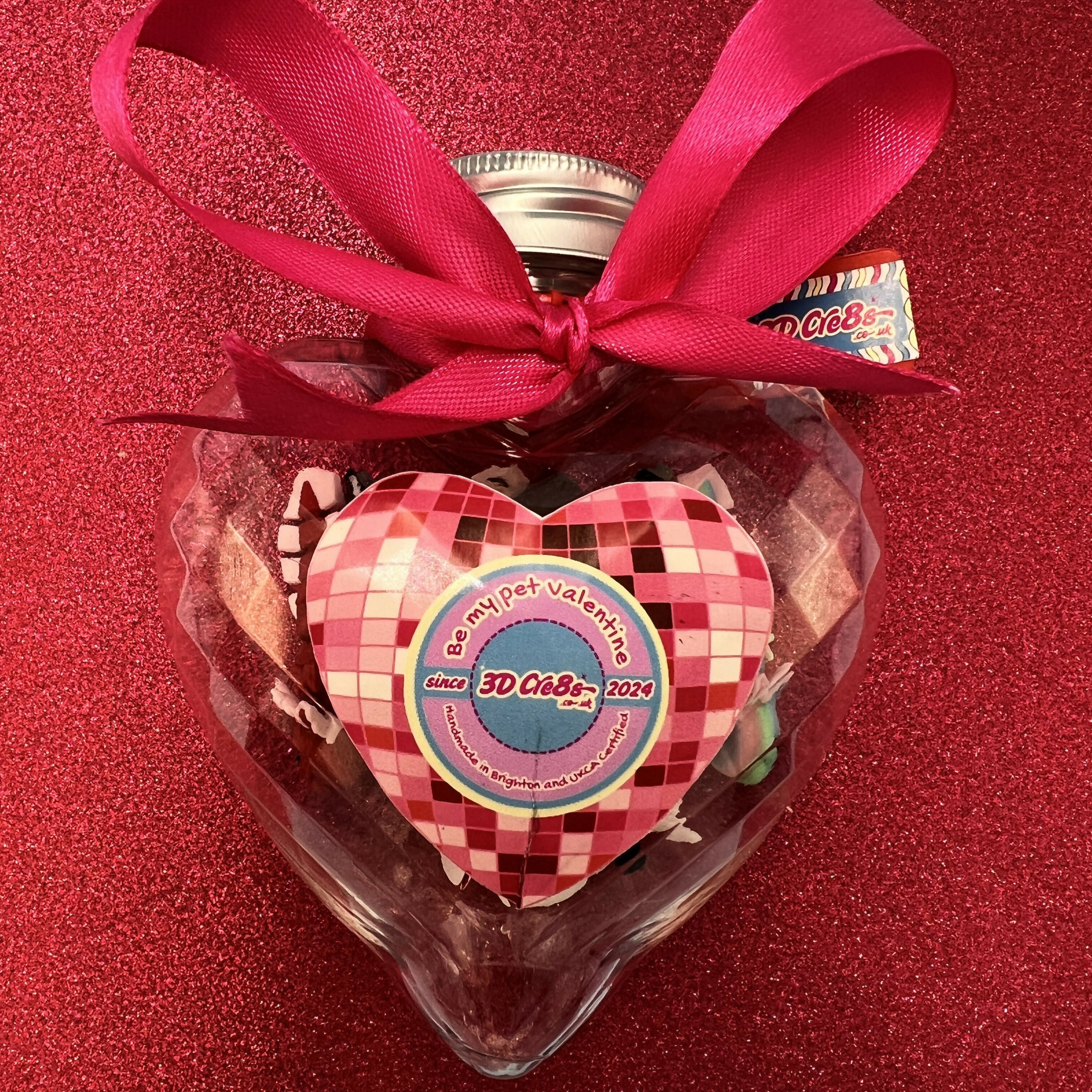 3D Printed Micro Mini: Articulated Sensory Fidget Animals Valentine Heart Bottle of 10 Mixed friends