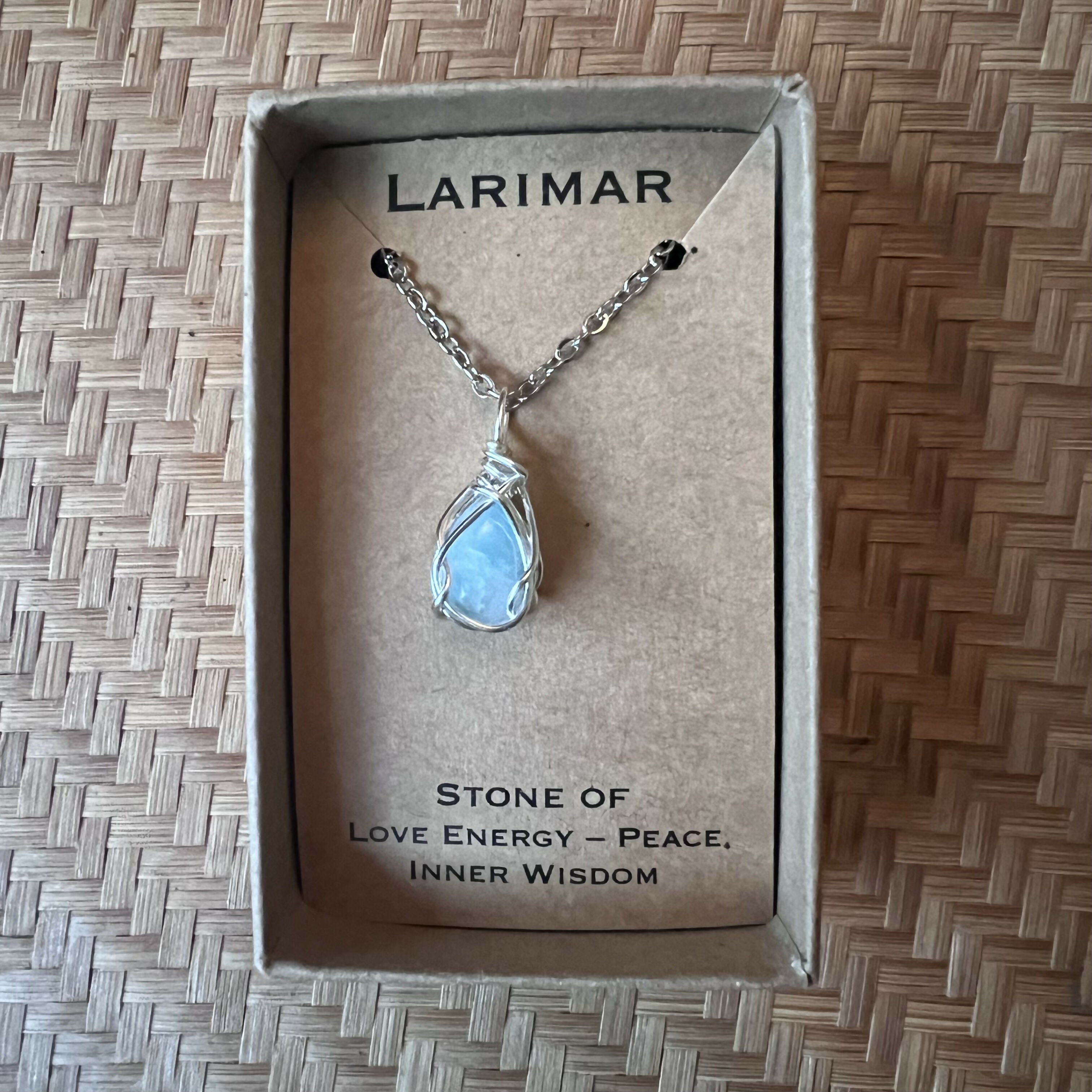 Larimar Wire Wrapped Pendant