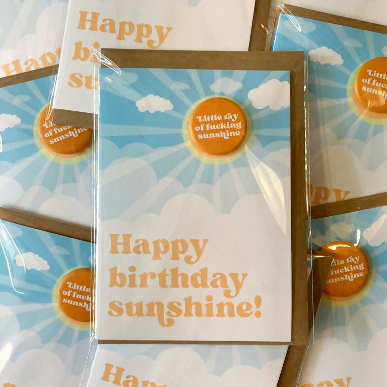 "Happy Birthday Sunshine" Birthday Badge Card