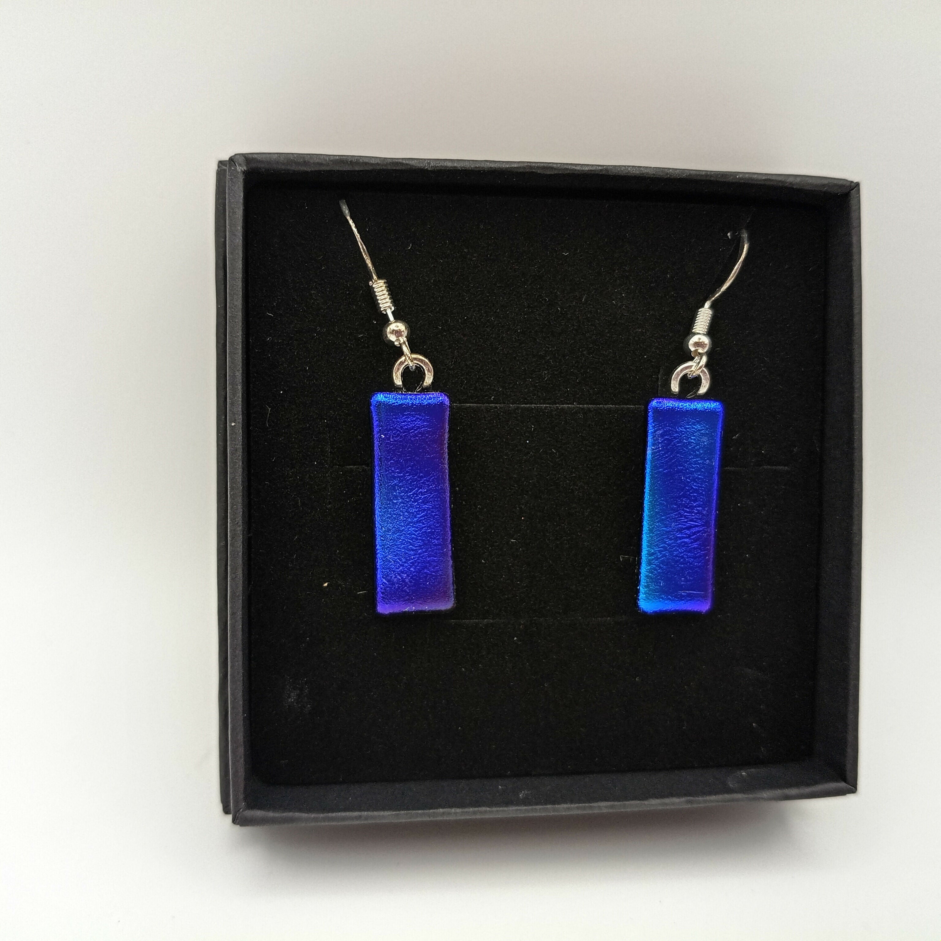 Blue and Purple Dichroic Earrings