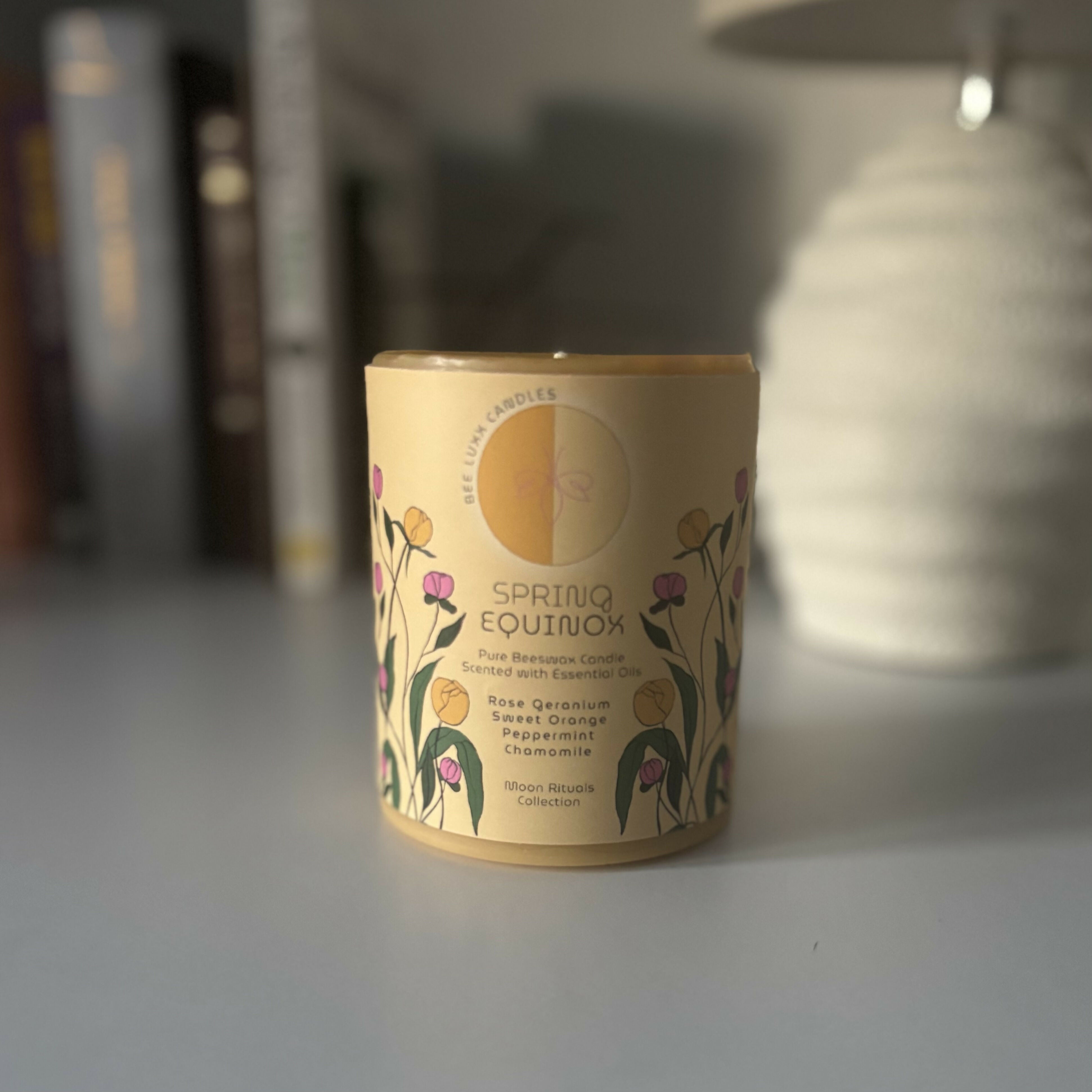Spring Equinox - 100% Natural Essential Oil & Beeswax Pillar Candle
