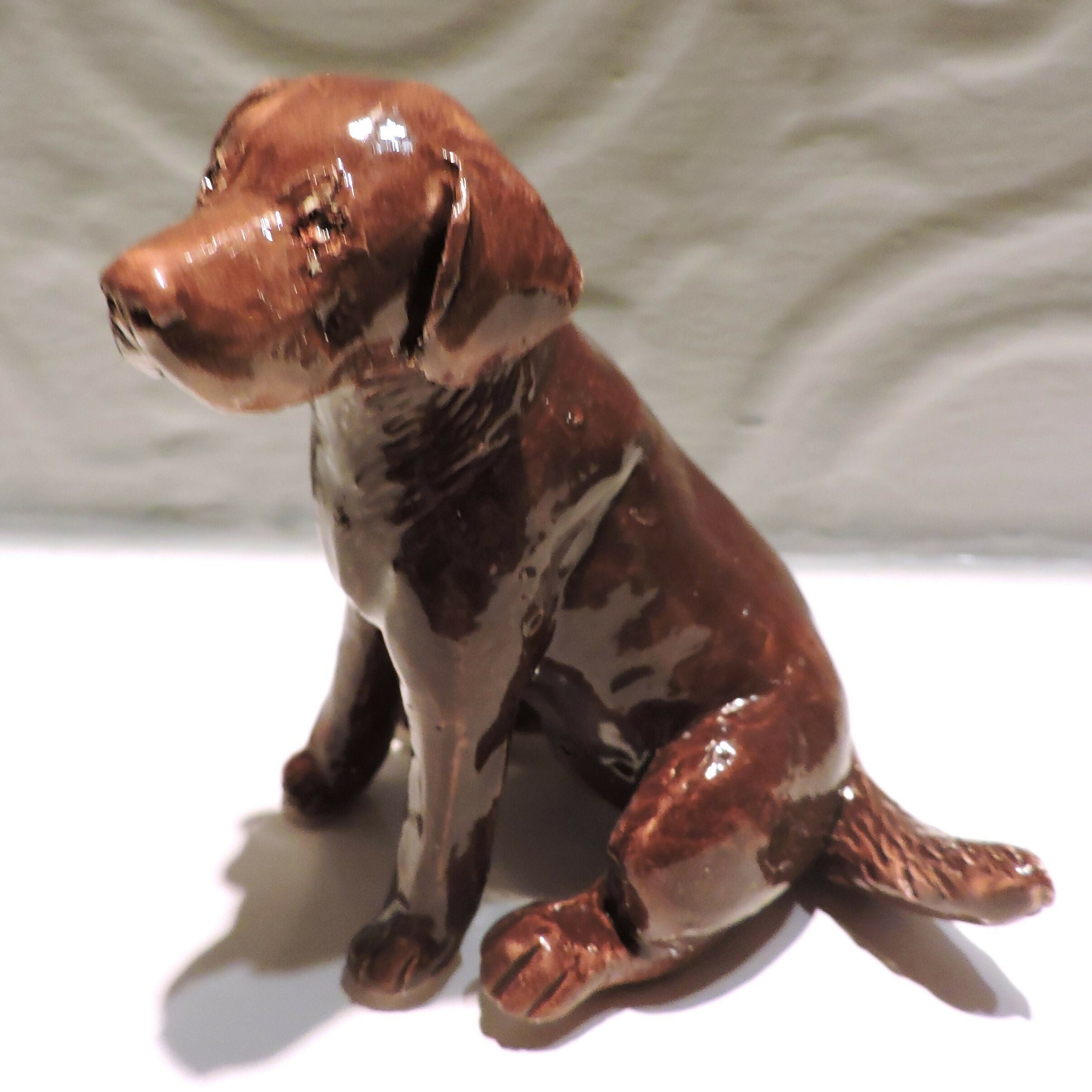 Ceramic Chocolate Labrador dog sculpture