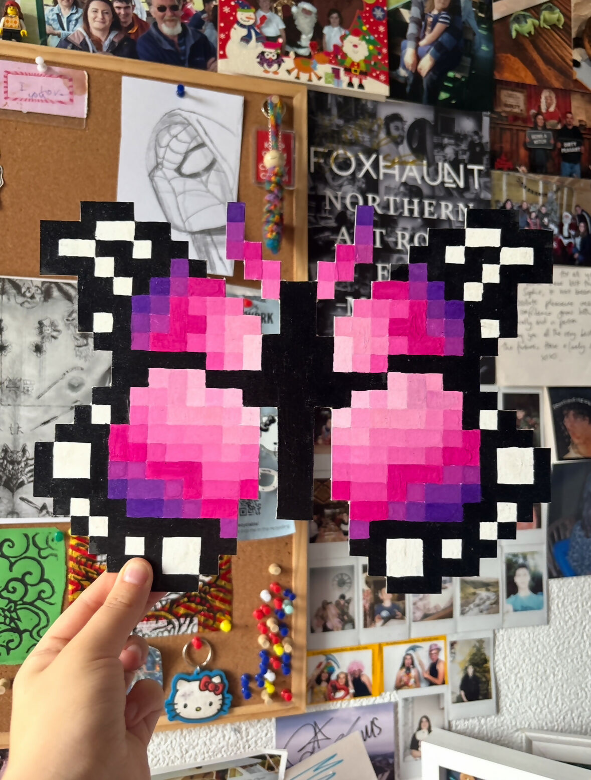 Pixel Pink Butterfly Painting