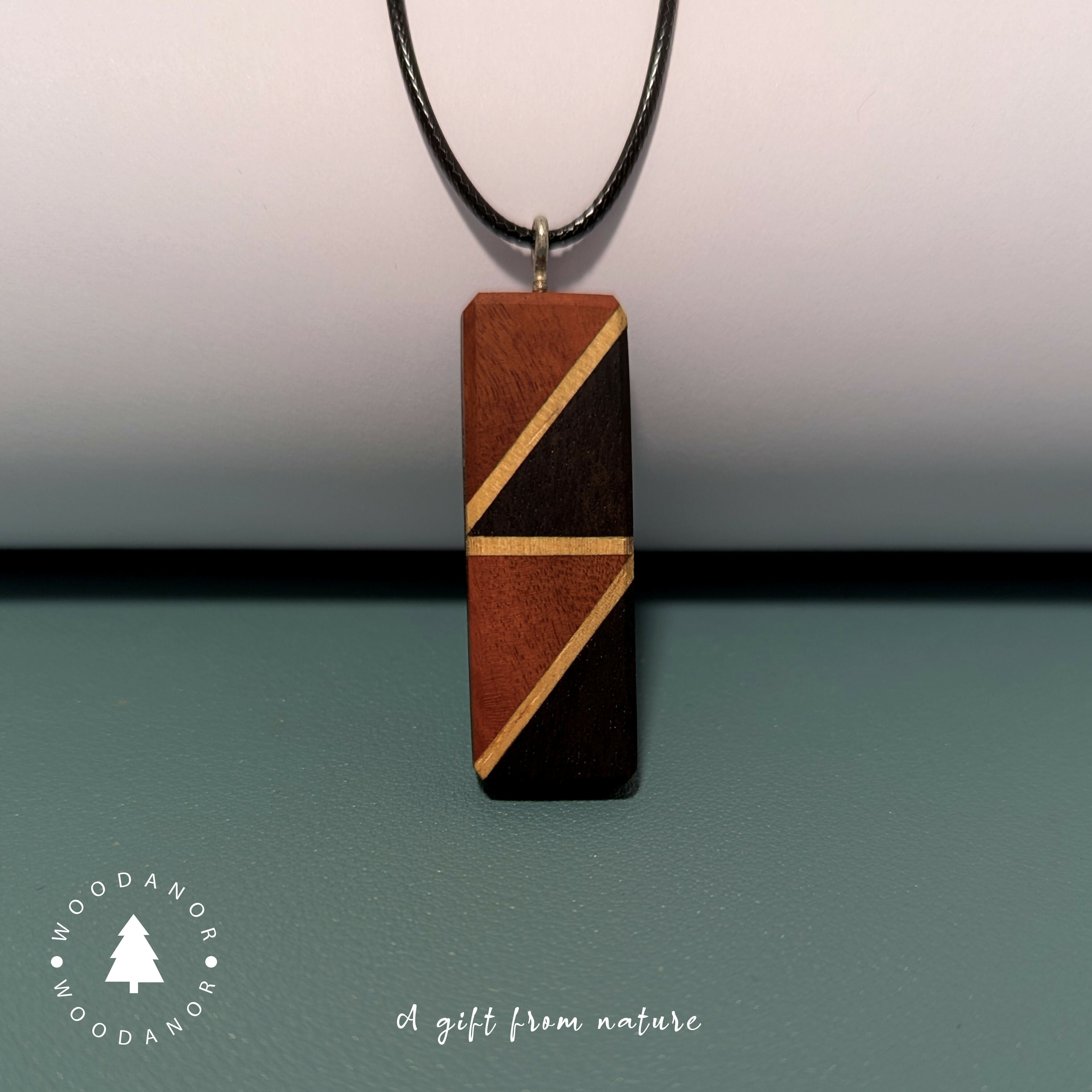 Geometric Wood Pendant Necklace