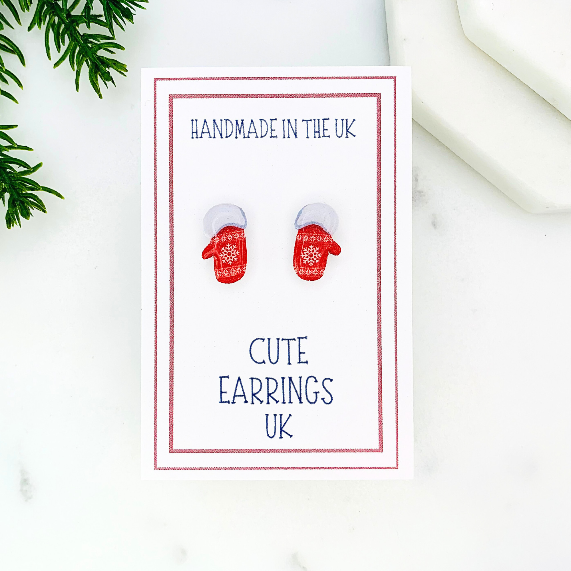 Red Christmas Mitten Stud Earrings