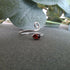 Handmade Adjustable Silver Amber Ring Size M