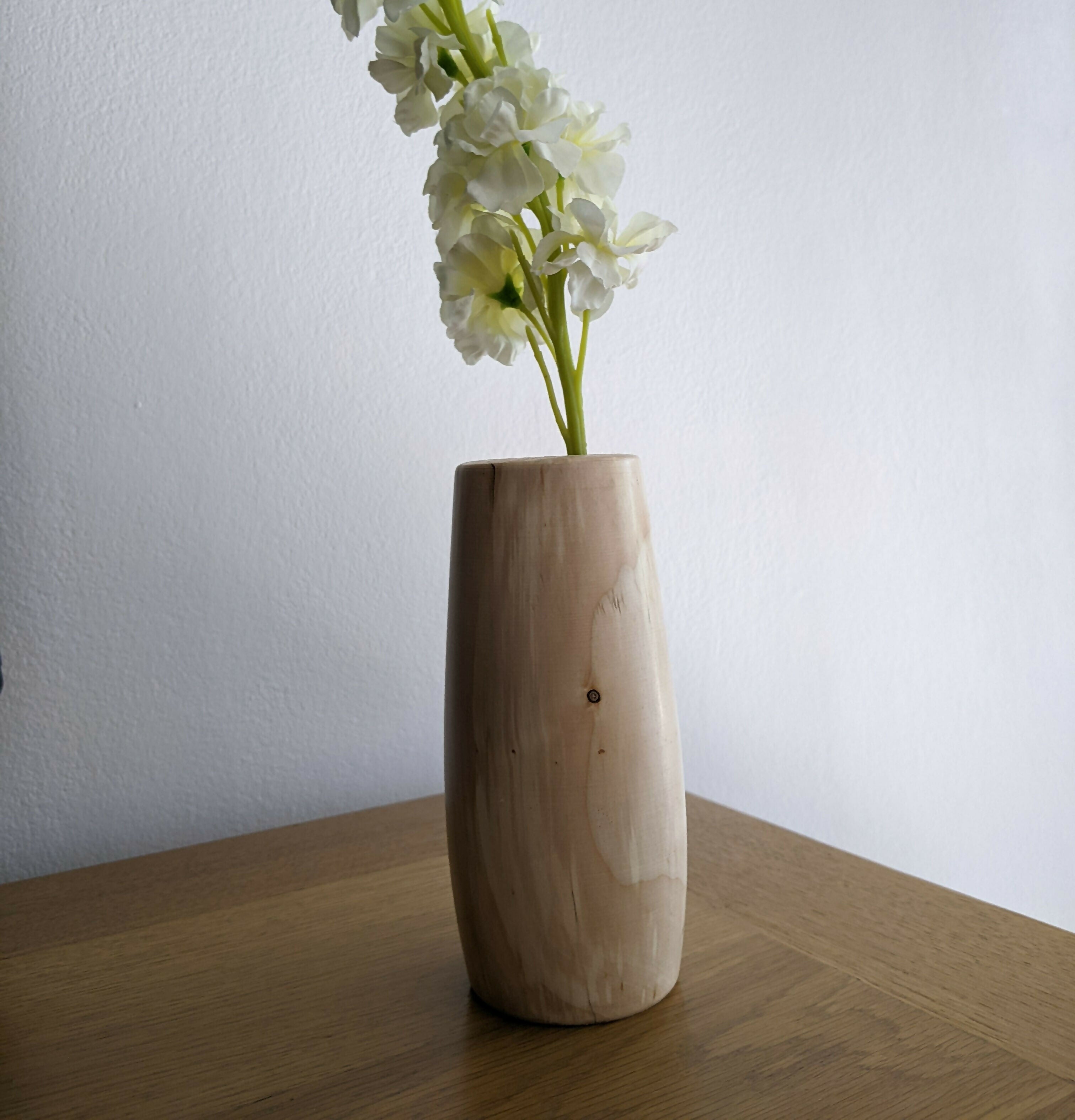 Handcrafted Reclaimed Wood Vase with Glass Insert