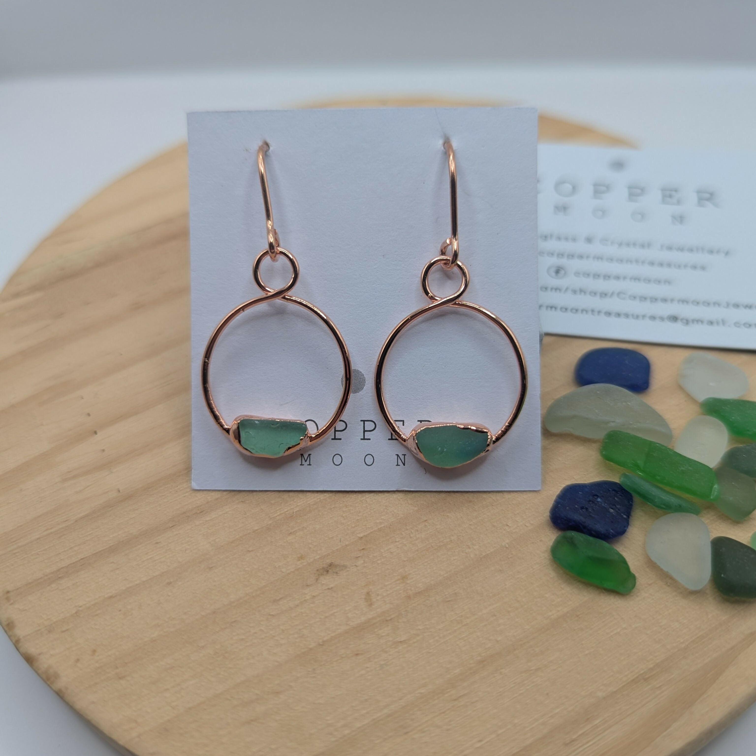Pale Green Seaglass Hoop Earrings