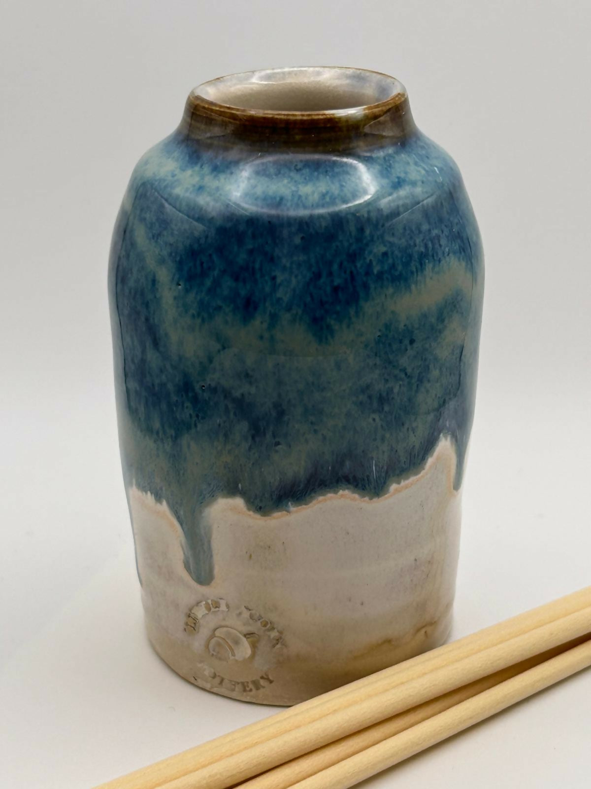Blue Hand Thrown Reed Diffuser Bottle/Bud Vase